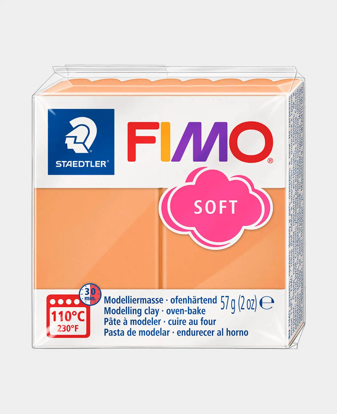 FIMO® soft Normalblock Papaya Sorbet, Orange, 5.5 x 5.5 x 1.5 cm à 57 g