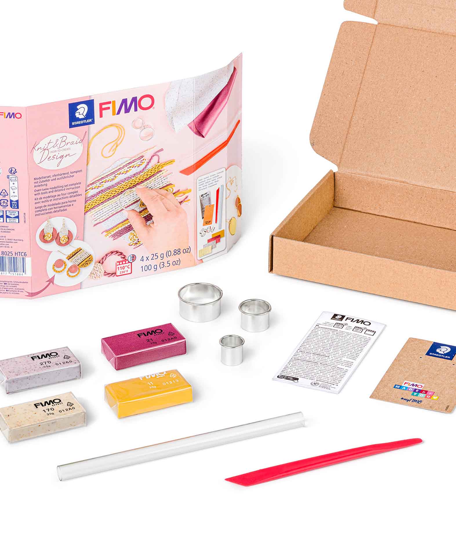FIMO soft Set Strick-Design, Modellierset mit Zubehör und Anleitung