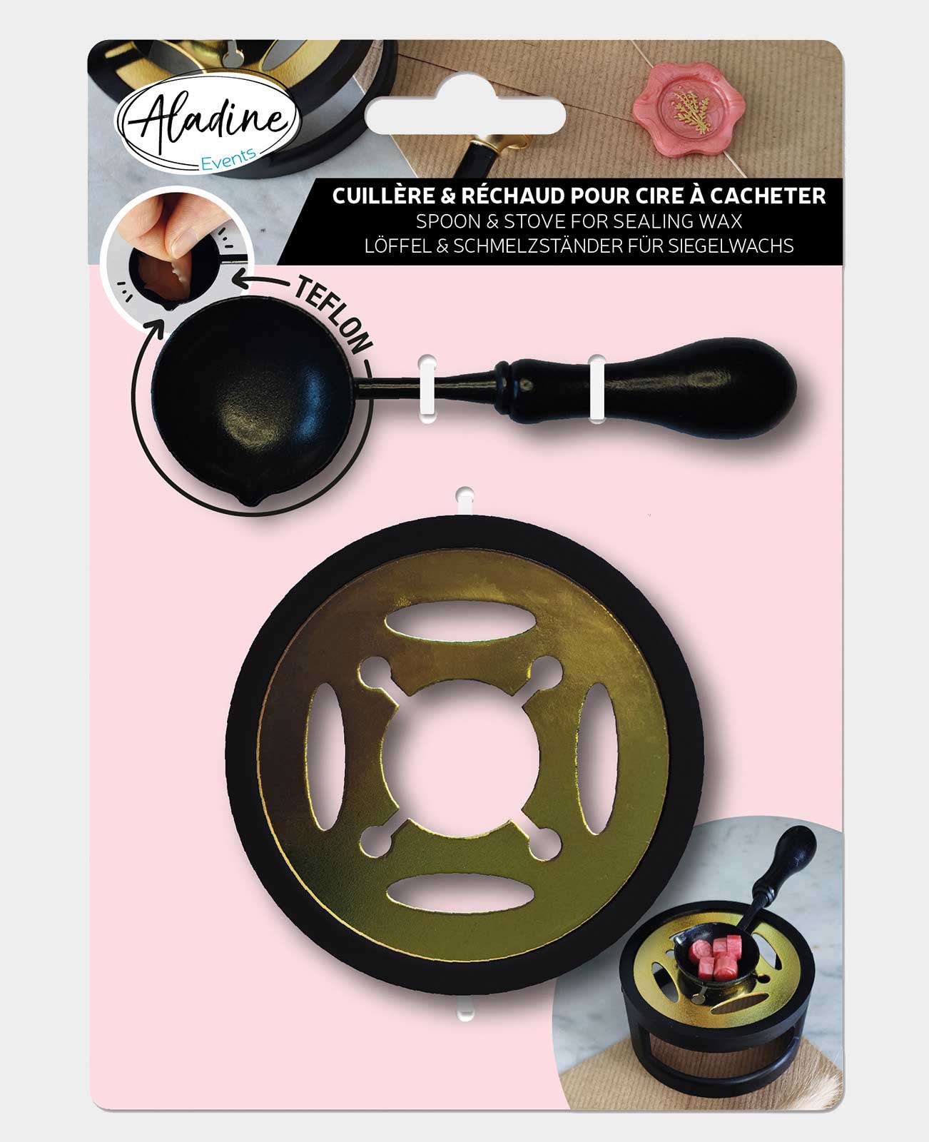 Cuillère en Téflon et fondoir à cire à cacheter