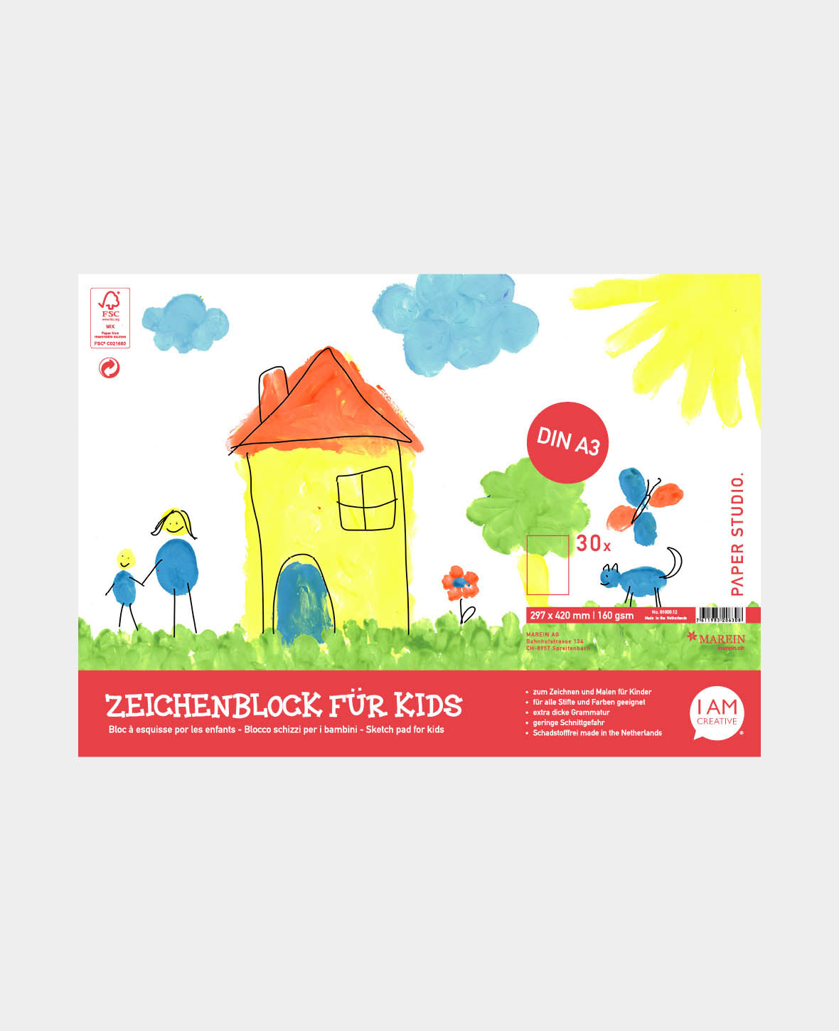 Zeichenblock für Kids, 30 Blatt