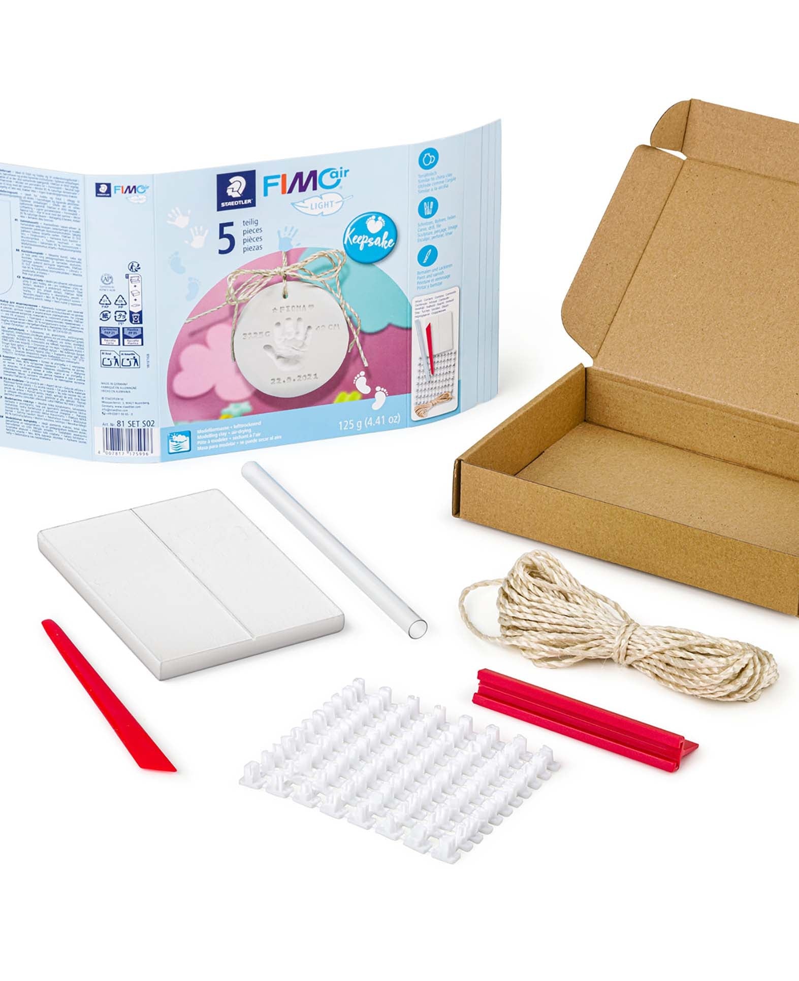 FIMO Air Light Set, Keepsake Handabdruck, Modelliermasse, 5-teilig, 125 g