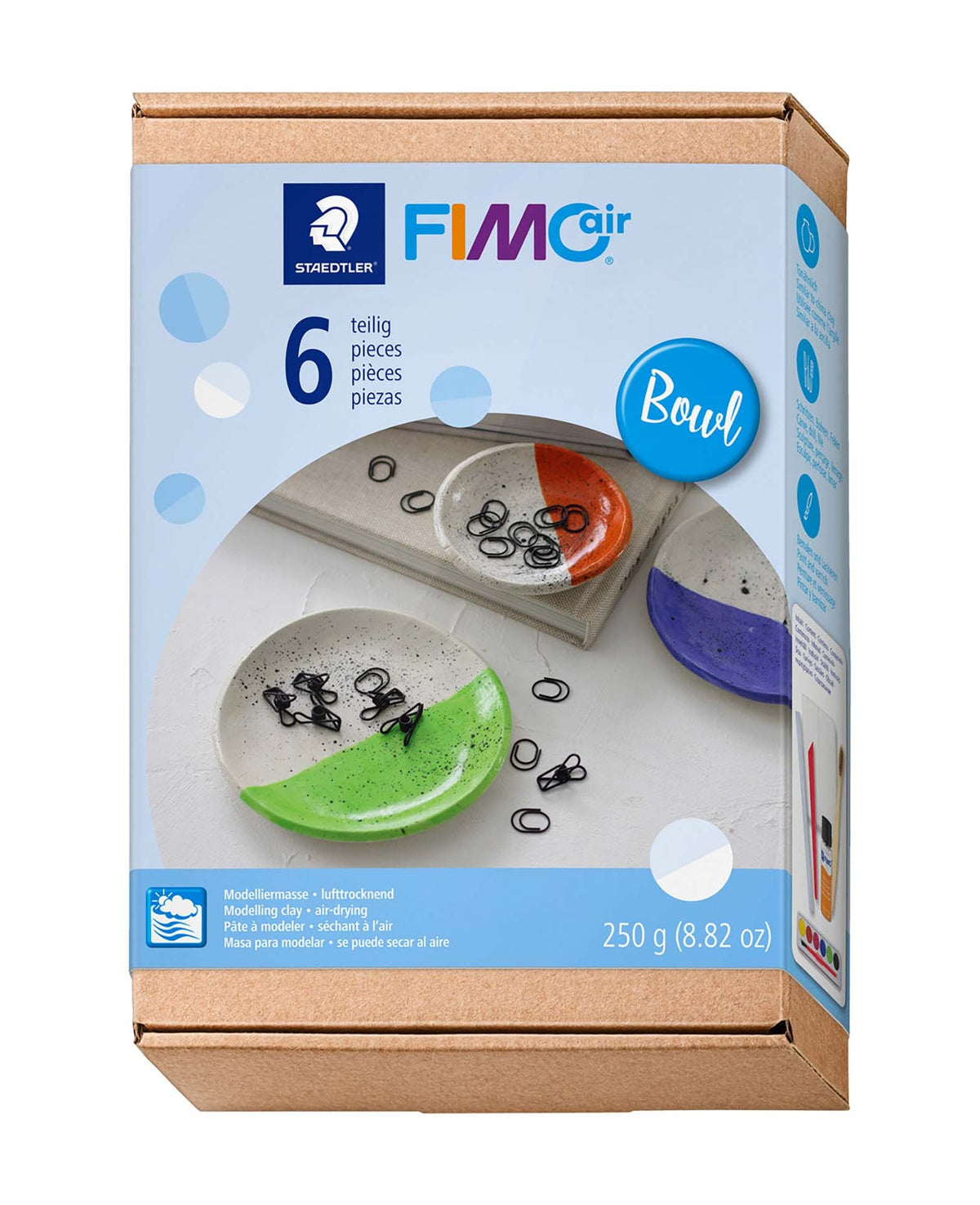 FIMO Air Set, Design-Schalen, Modelliermasse, 6-teilig, 250g