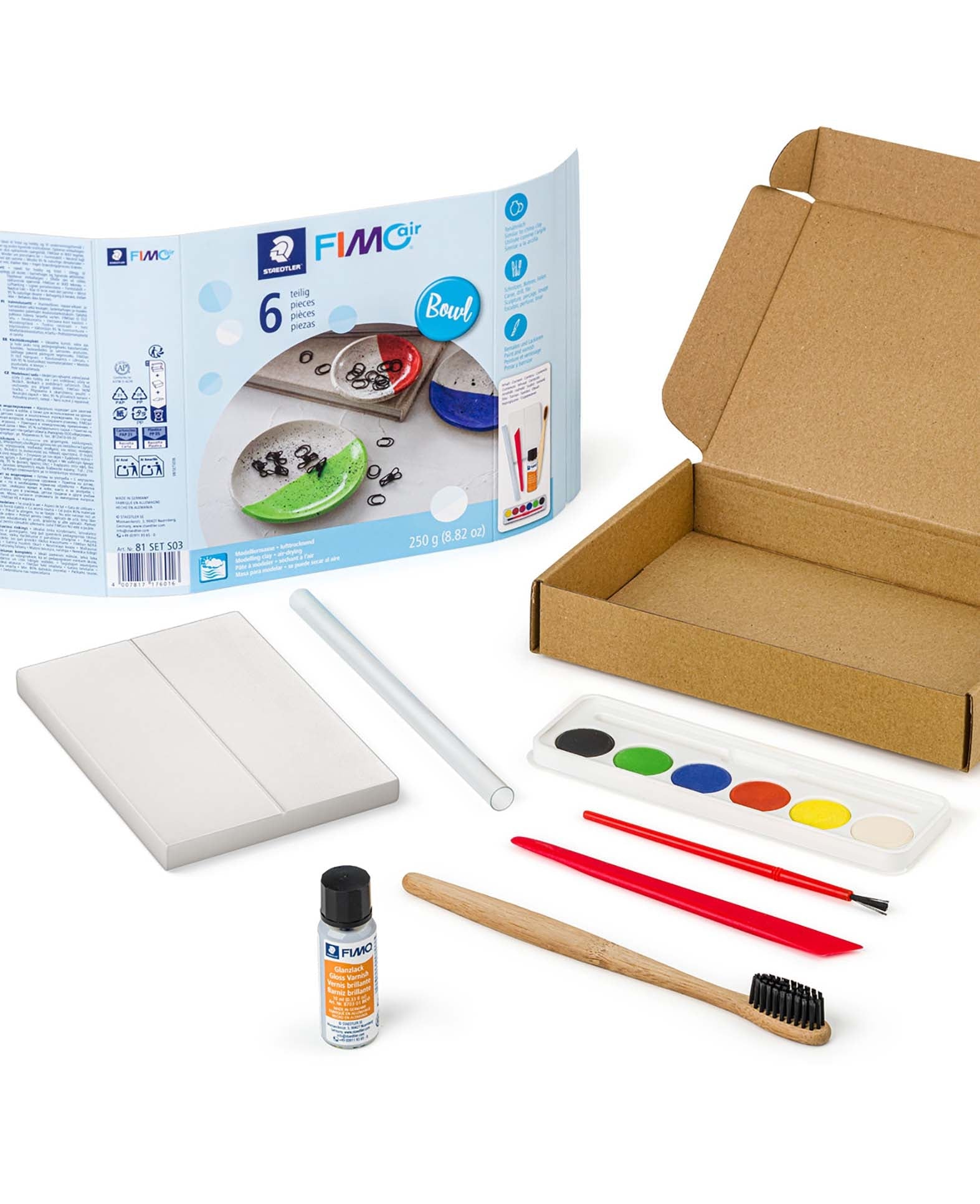 FIMO Air Set, Design-Schalen, Modelliermasse, 6-teilig, 250g