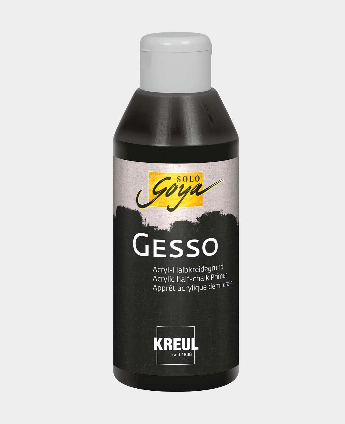 Gesso, apprêt satiné, base acrylique semi-craie, noir, 250 ml