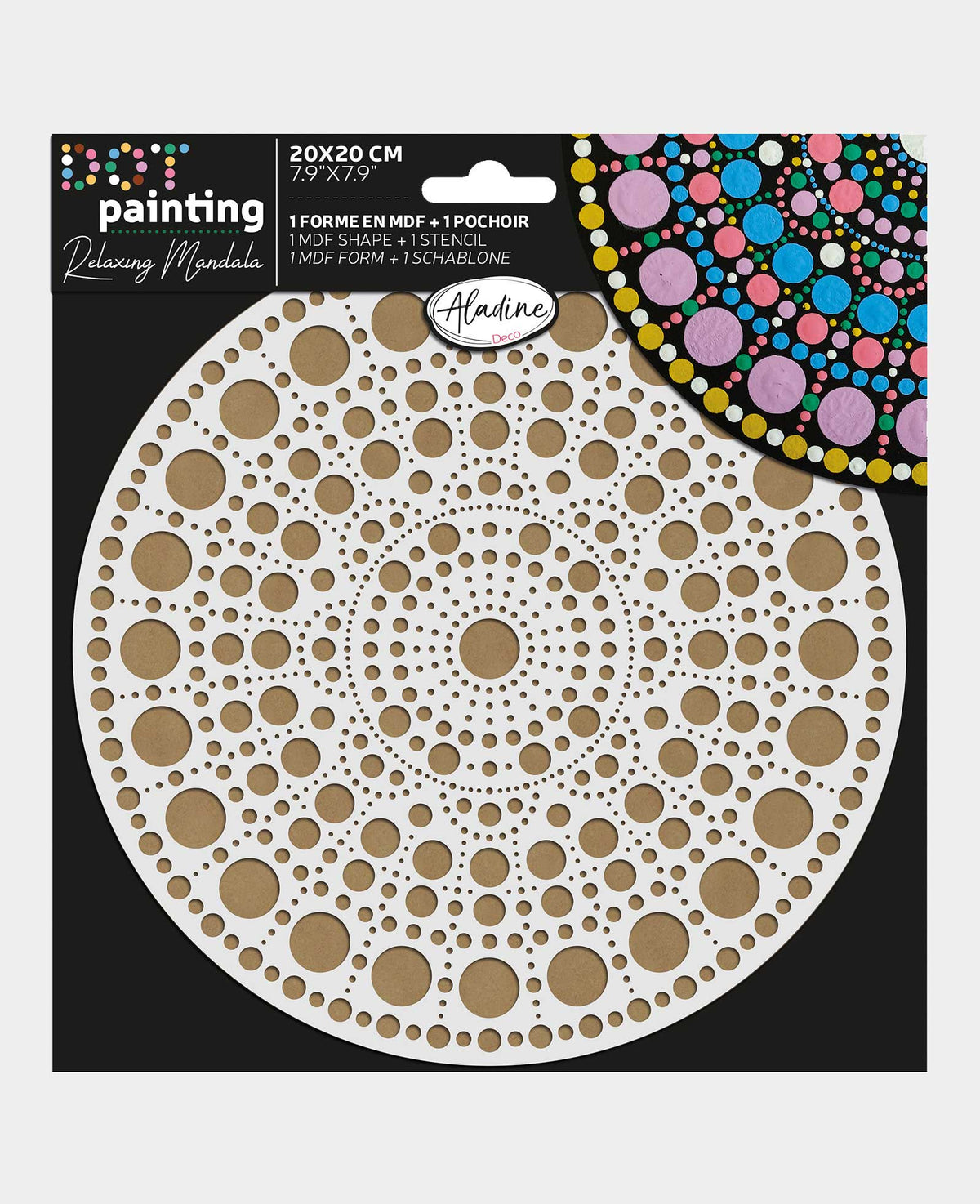 Dot painting MDF Form u.Schablone 20cm, 1