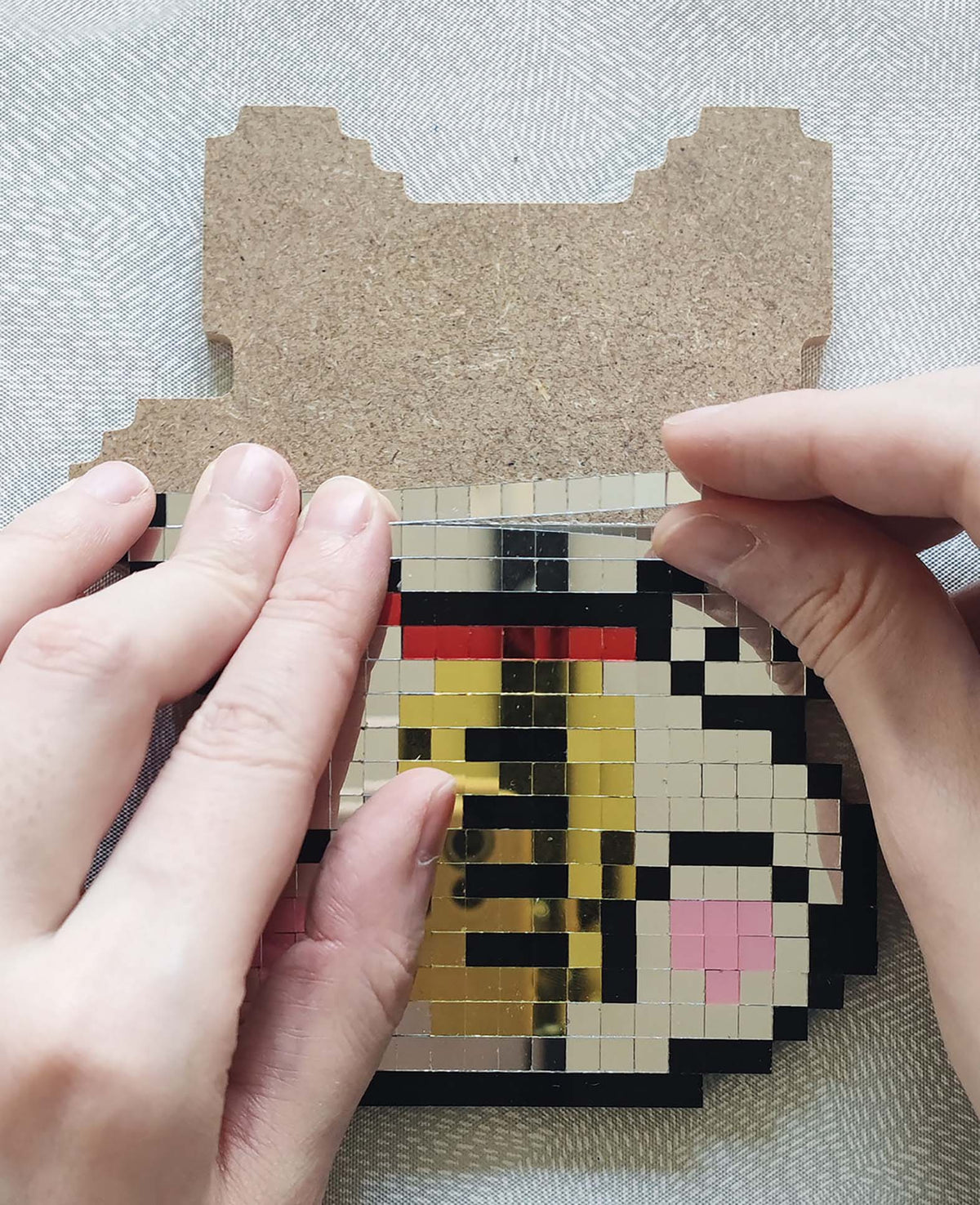 Mirror Pixel Art Japan Bastelset mit Spiegelmosaik, MDF, 4 Motive