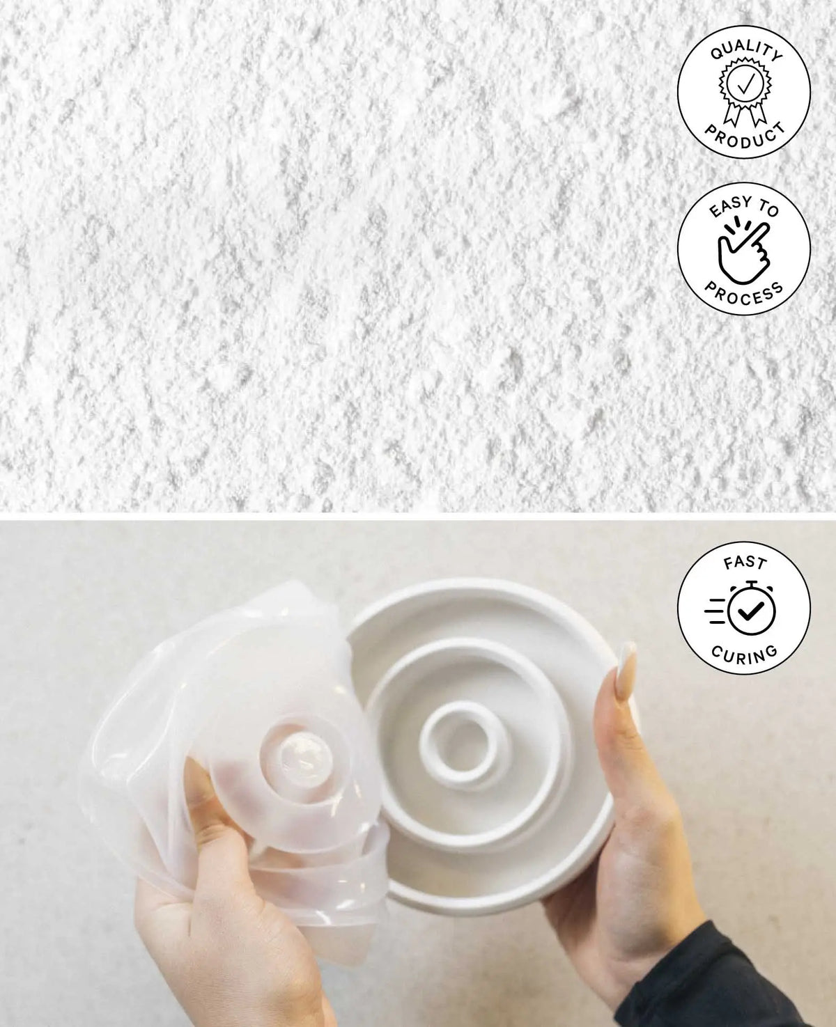 Edelweiss Giesspulver, 5 kg, Modellierpulver für Kunst- und Designprojekte, Bastelarbeiten sowie Dekorationen, mit matten Porzellaneffekt, Weiss