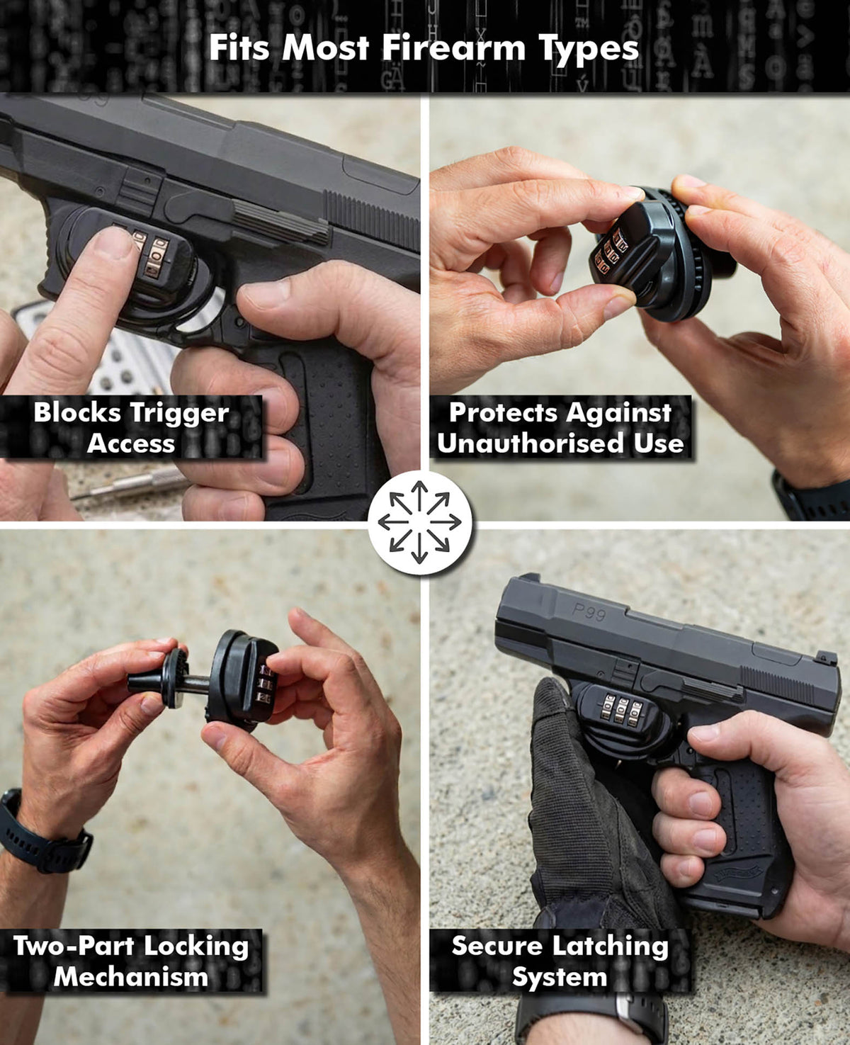 Paladin Abzugsschloss, Gun Lock Zahlenwaffenschloss, mit Zahlenkombination, 6.5x4.0x6.5cm