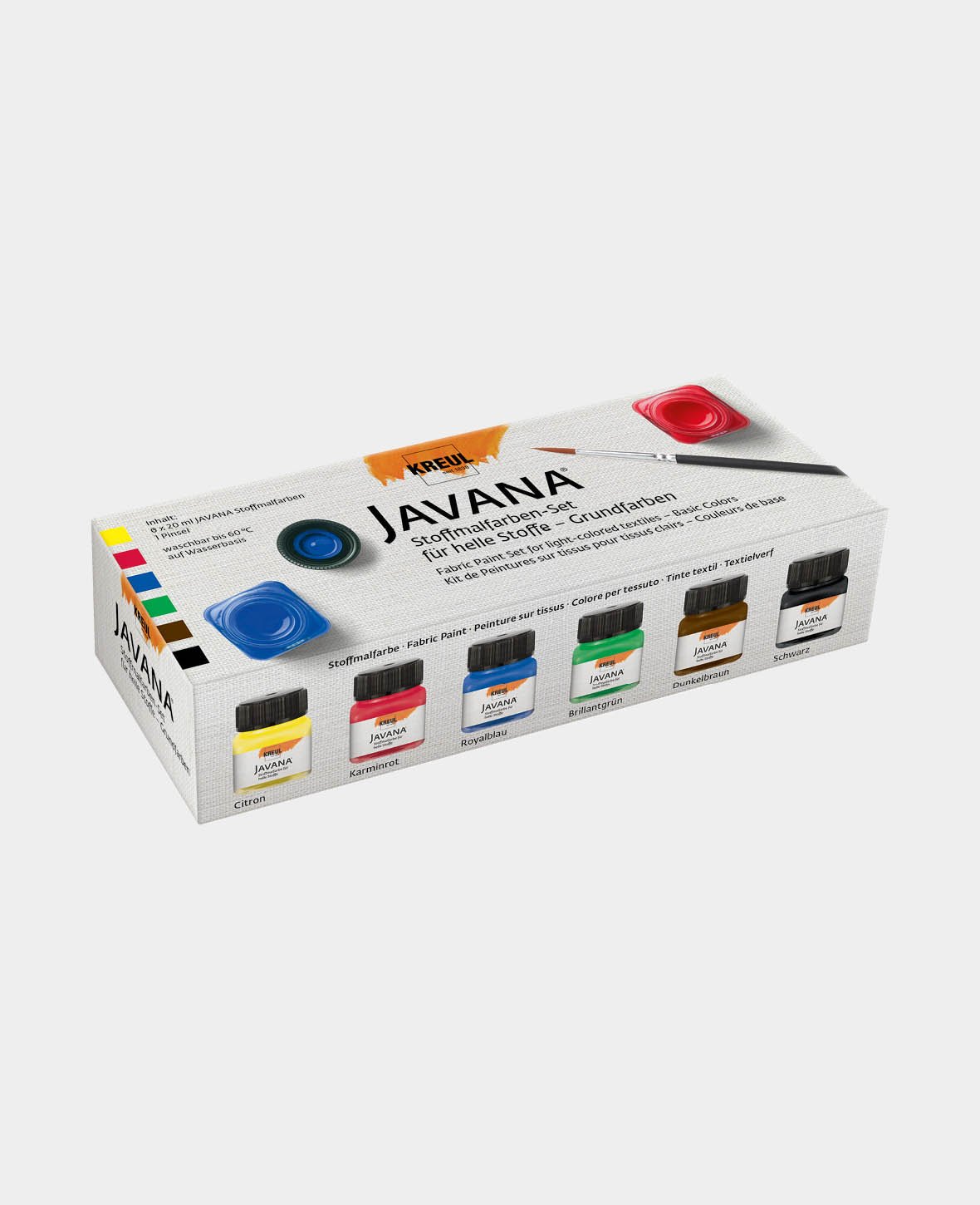 KREUL Javana Stoffmalfarben für helle Stoffe Set Grundfarben 6 x 20 ml