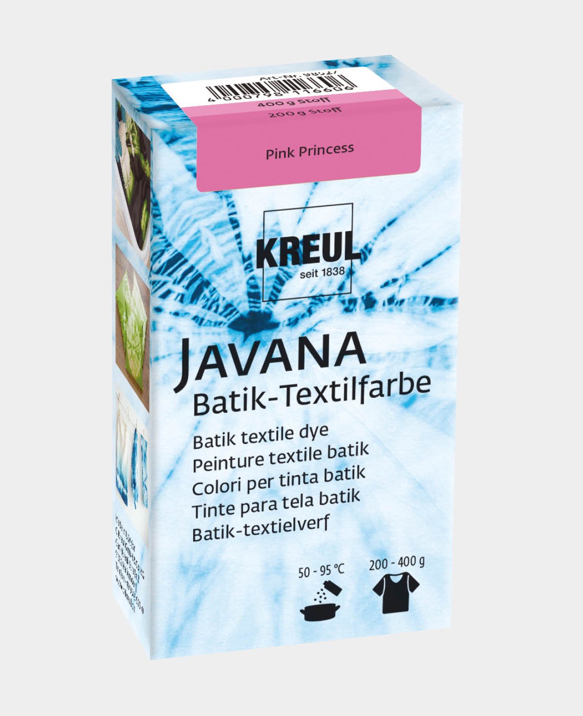 KREUL Batik-Textilfarbe Pink Princess, Farbpulver inklusive Färbesalz zum Färben und Batiken von Textilien, 70 g, Rosa