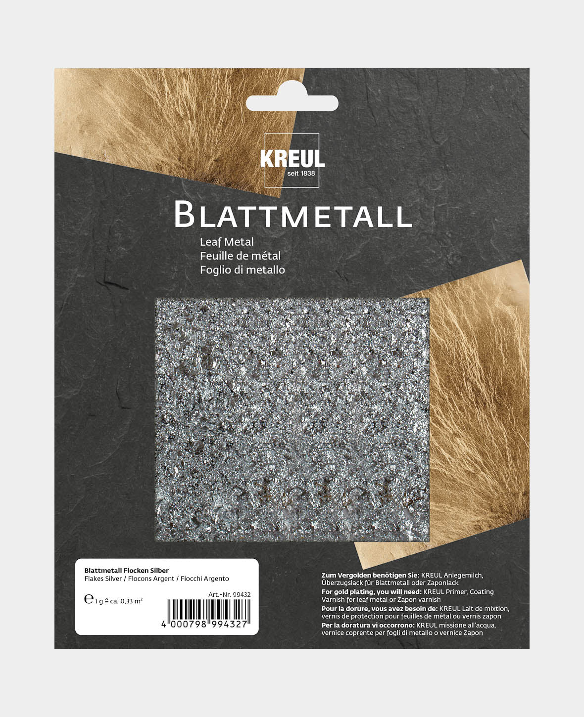 KREUL Blattmetalle Flocken Silberfarben 1 g