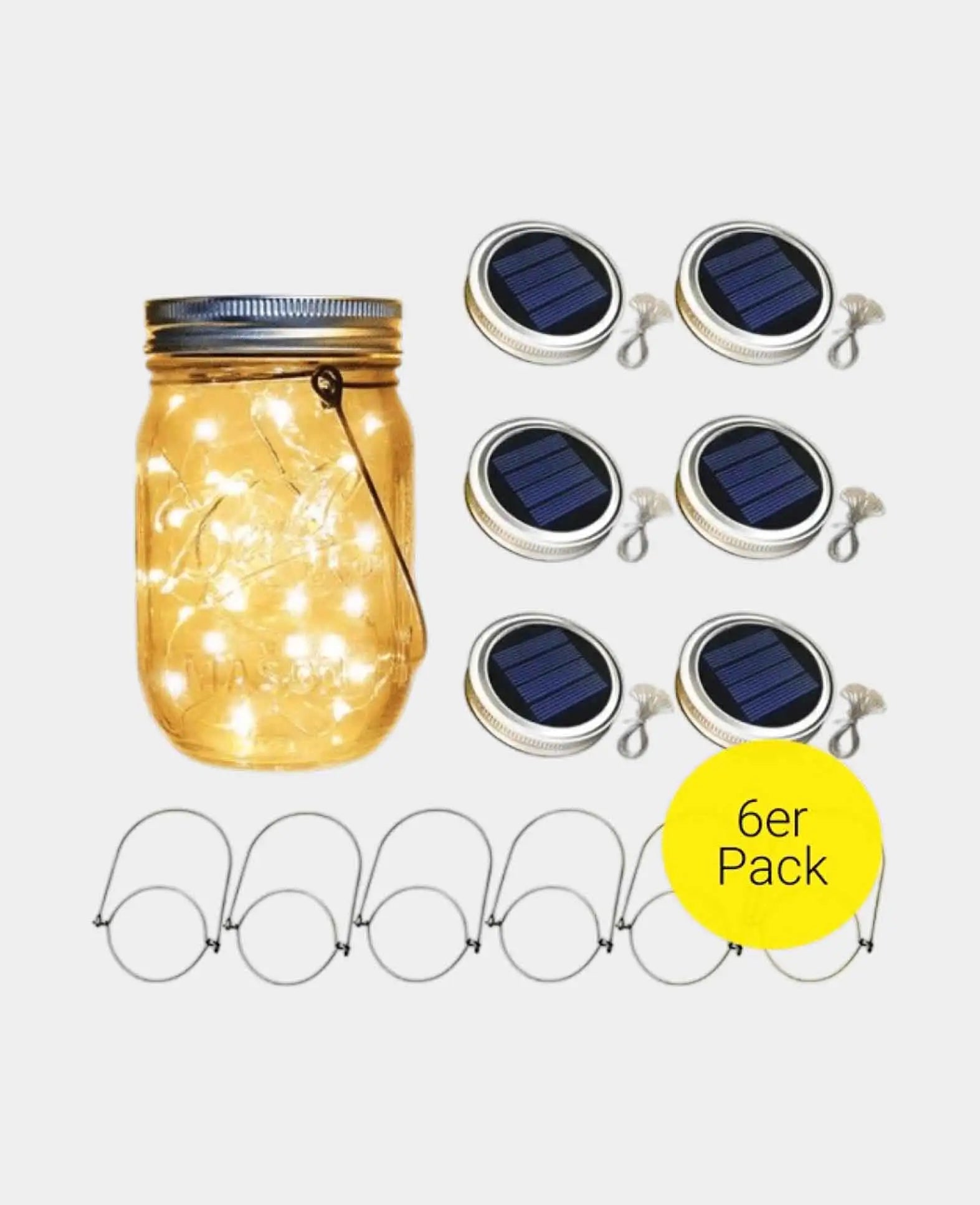 (6-pack) 20 LED Solar Bottle Light Lids Outdoor Lantern Closures