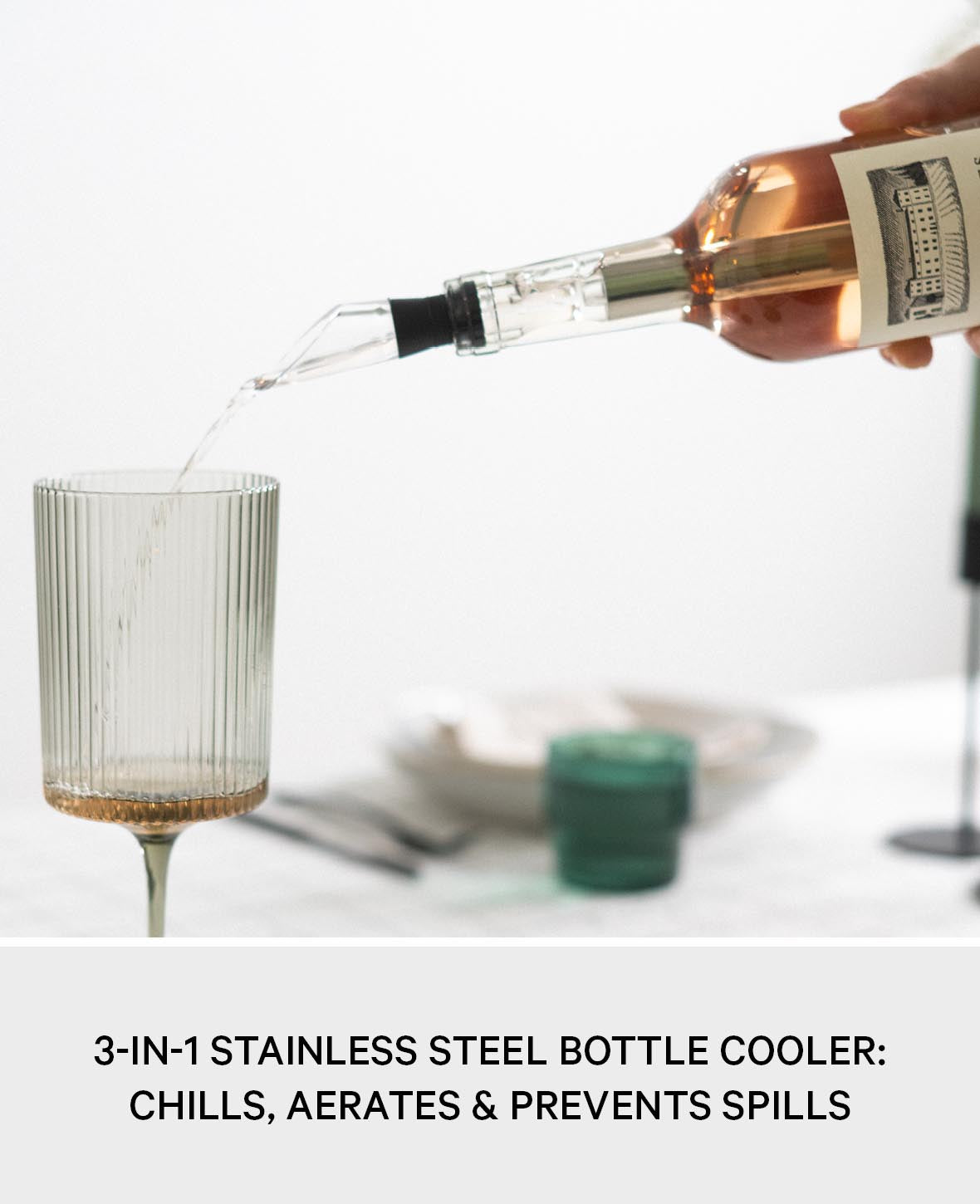 3-in-1 Stainless Steel Bottle Cooler, Wine Decanter, and Drop Stop Pourer - S