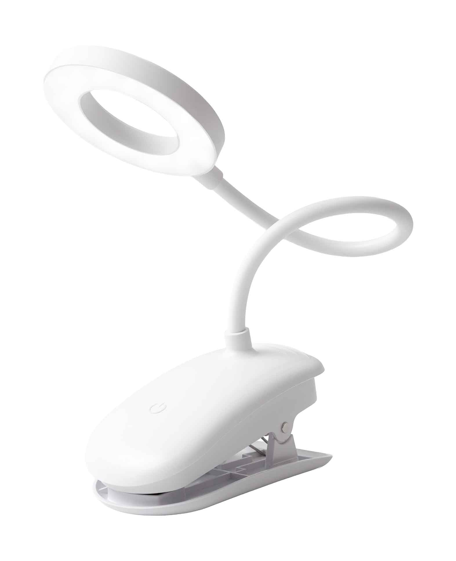 LED Leselampe mit biegbarem Schwanenhals und Clip Halterung, Weiss
