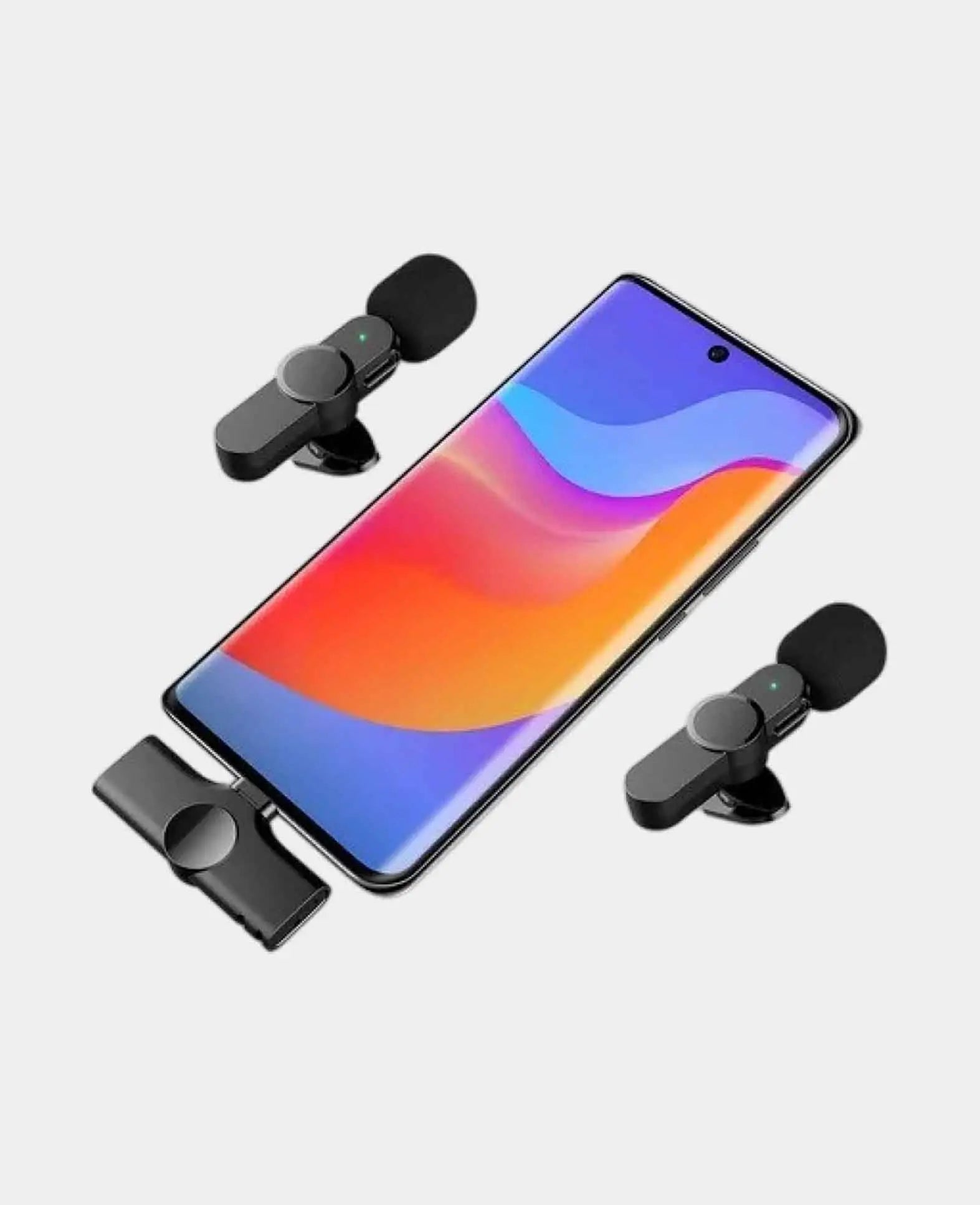 (3-tlg. Set) Kabelloses 360° Lavalier Mikrofon für Handy / Tablets mit