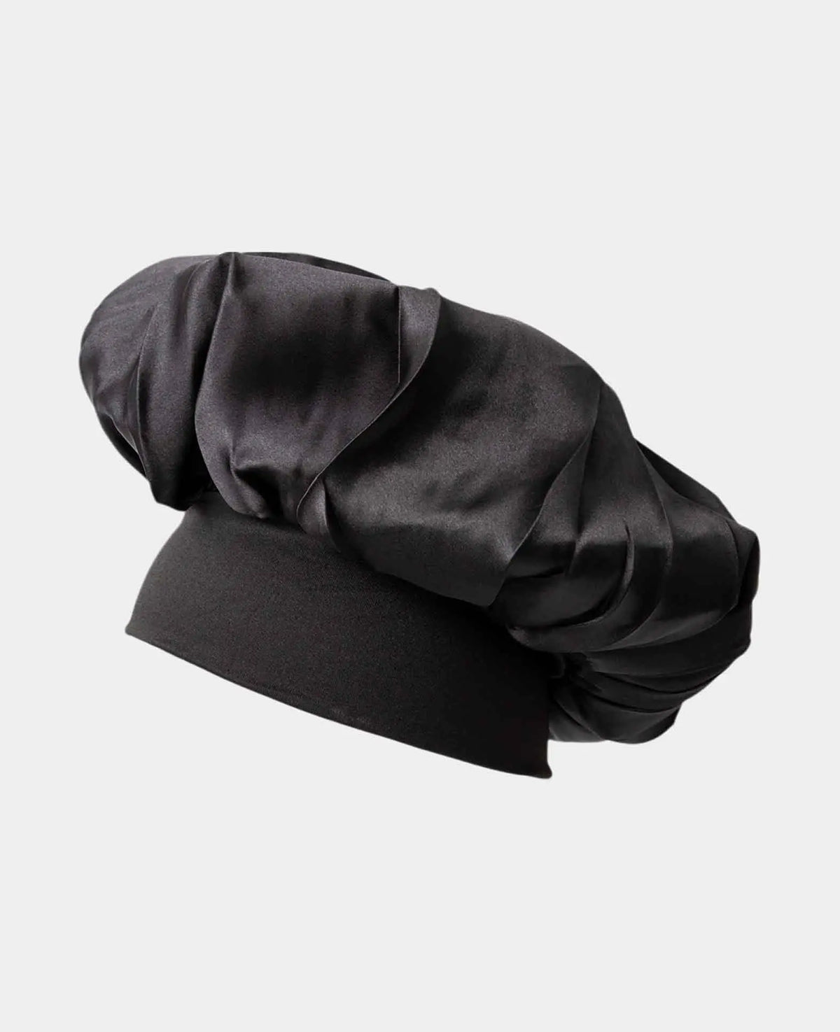 (Ø22cm) Elastische Satin Nachtmütze Haar Schlafmütze Bonnet - Schwarz
