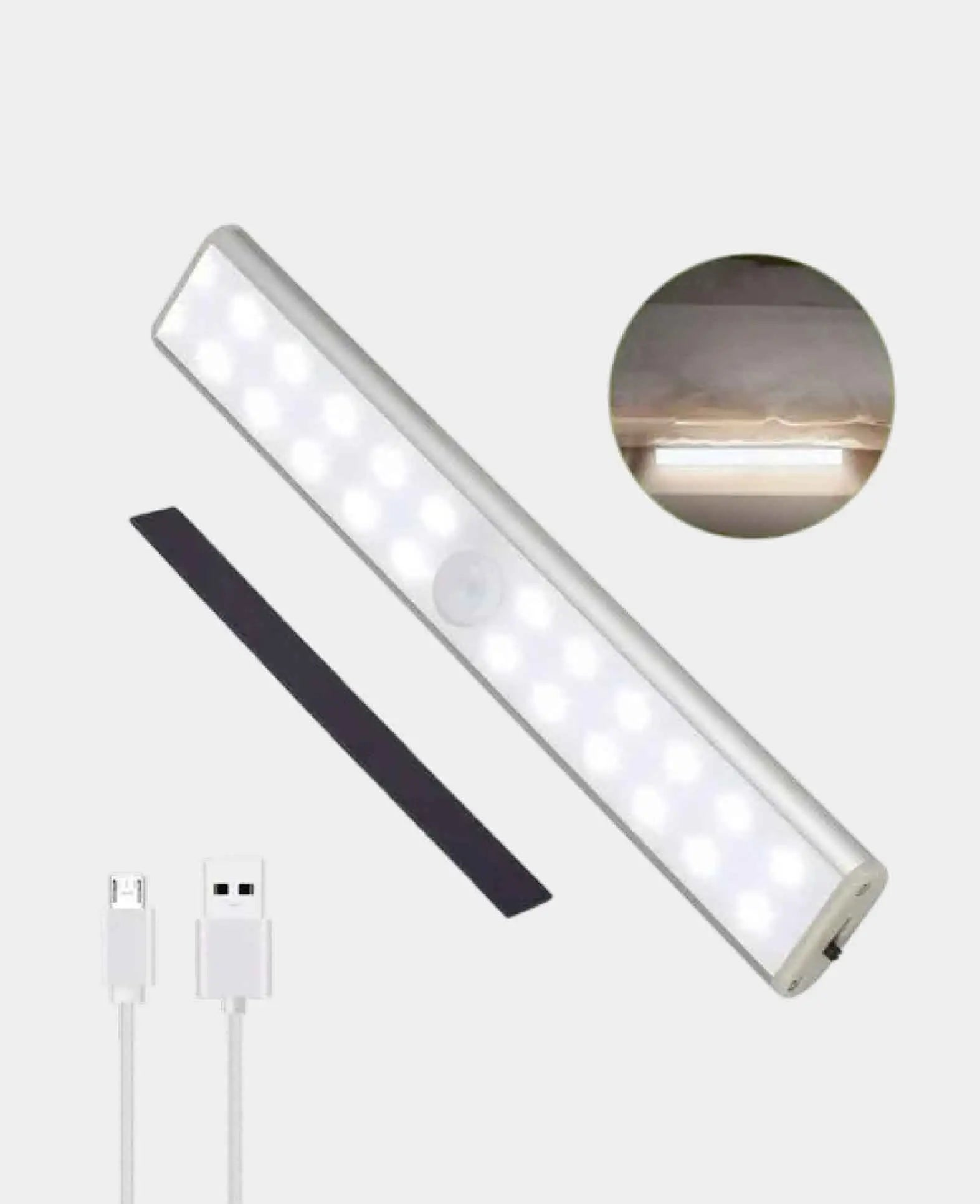 (19cm) 24 LED Light Strip Magnetic USB Lamp Cabinet Lighting