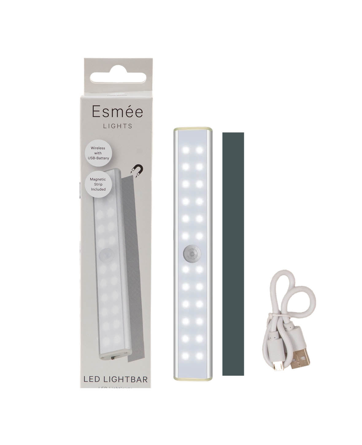 (19cm) 24 LED Light Strip Magnetic USB Lamp Cabinet Lighting