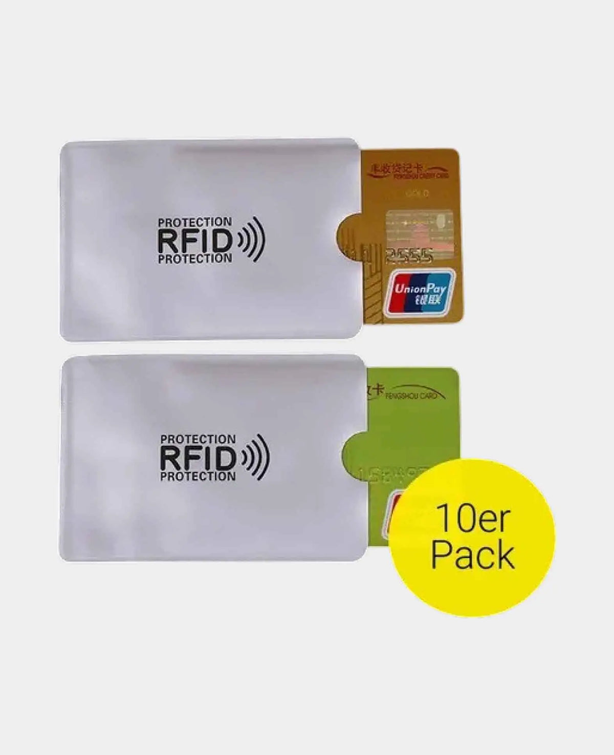 (Set of 10) RFID Blocker Credit Card Bank Card Protection Sleeve - Silver