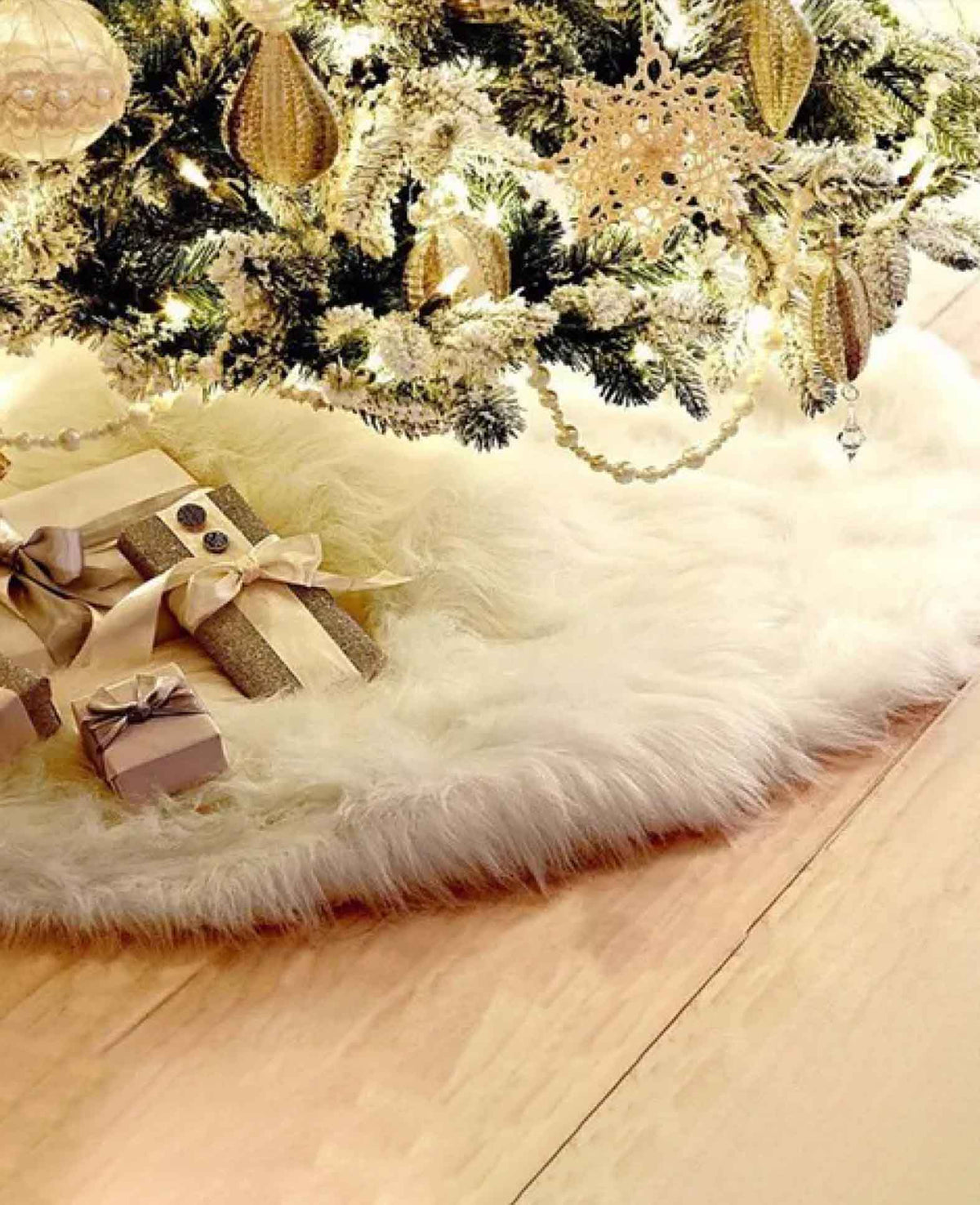 Christmas Weihnachtsbaum Decke Tannenbaum Rock Unterlage - Weiss, Ø75cm