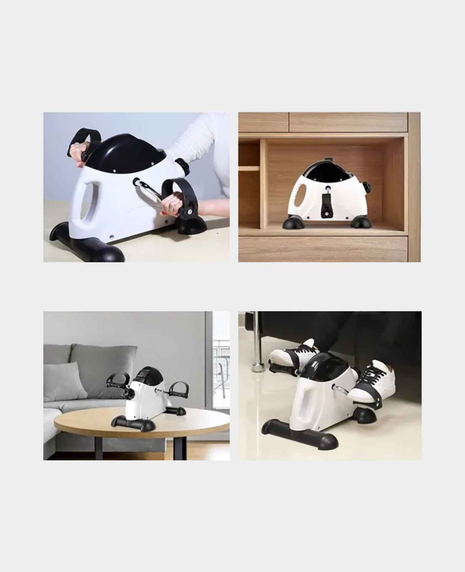 Mini Hometrainer Fitnessgerät Arm und Bein Pedal mit Display - Weiss /