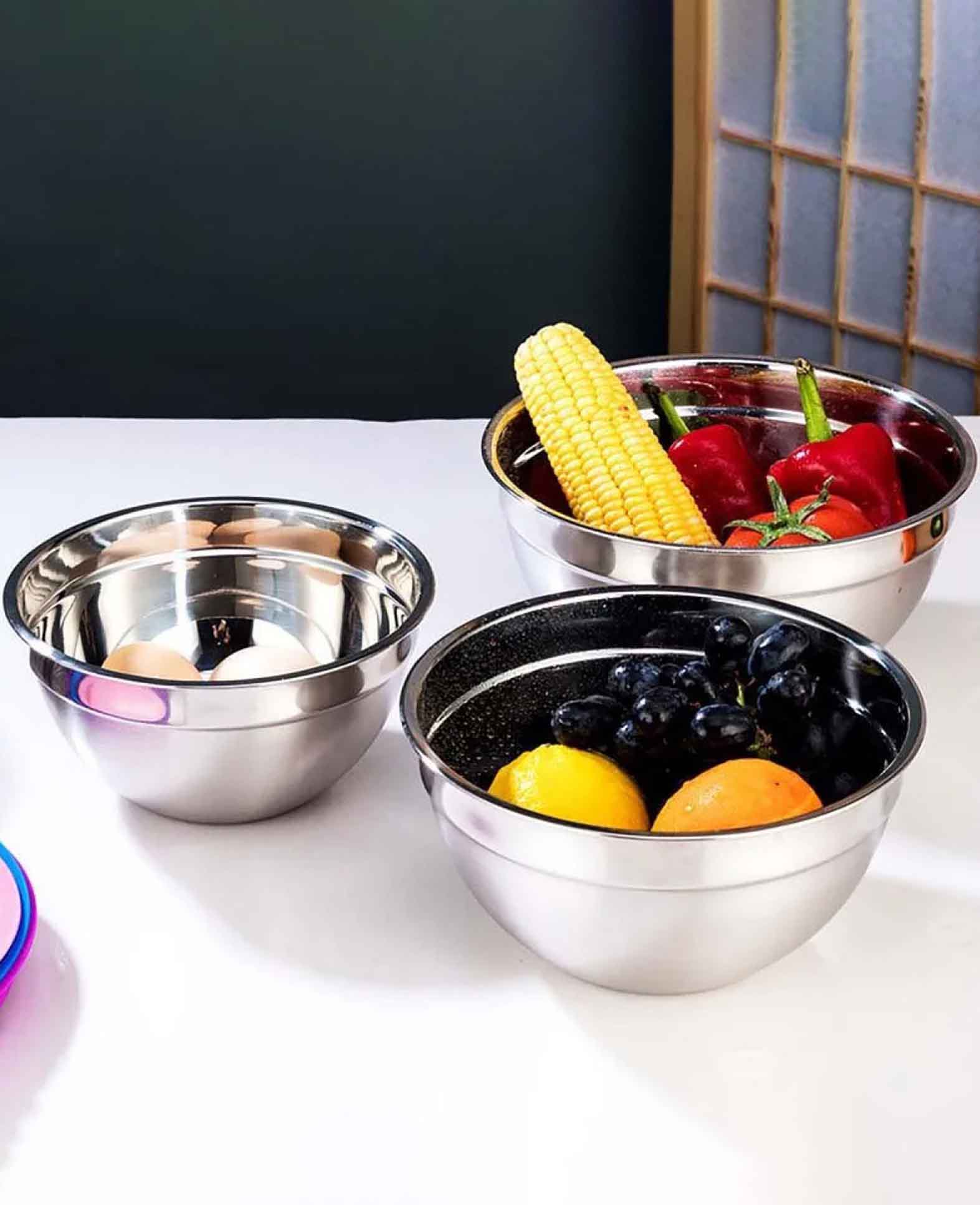 (7-piece set) Universal Stainless Steel Bowl Kitchen Mixing Bowl incl. Lid