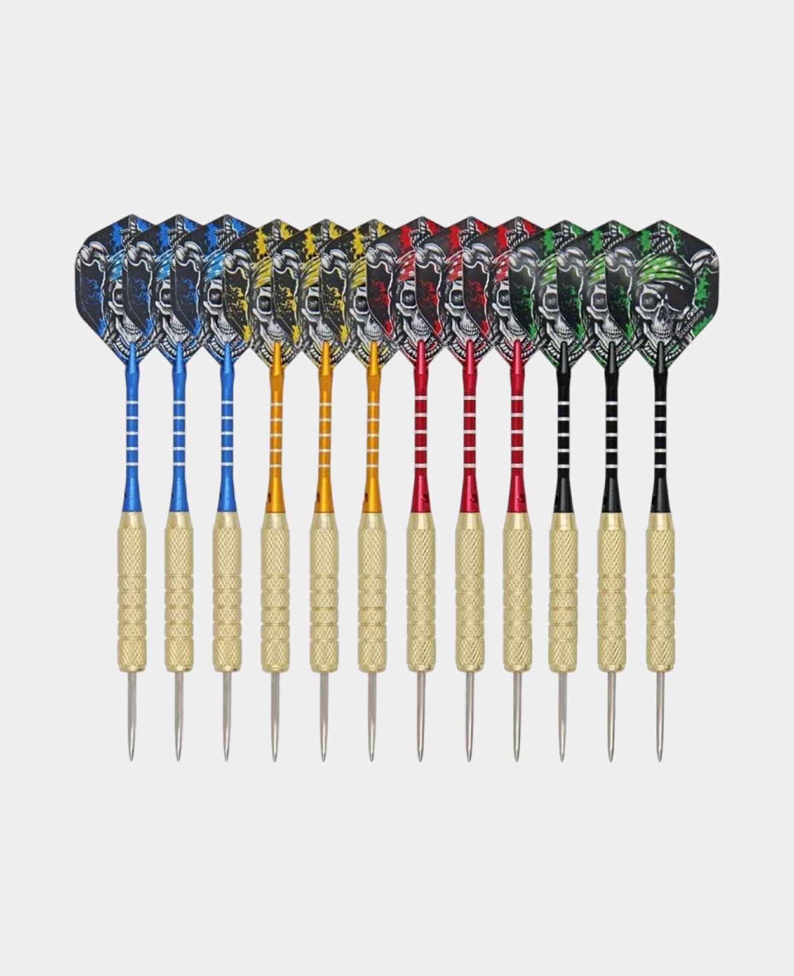 Steeldart Pfeile Totenkopf Wurf Flights Dart Kit - Bunt, 12 Stk.