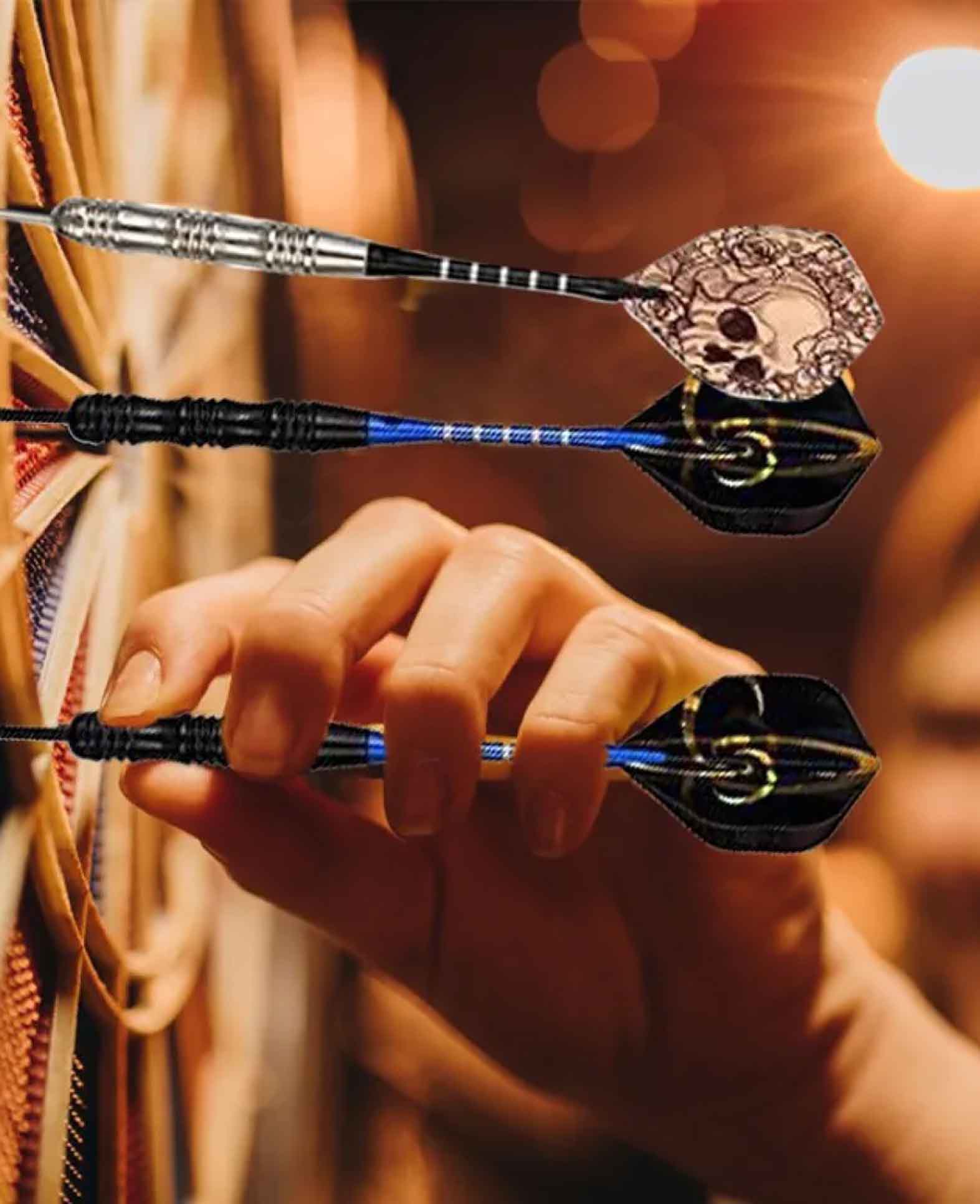 Steeldart Pfeile Totenkopf Wurf Flights Dart Kit - Bunt, 12 Stk.