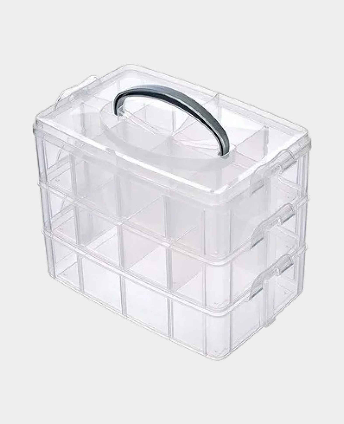30-Compartment Stackable Craft Storage Box with Carry Handle / 3 Tiers