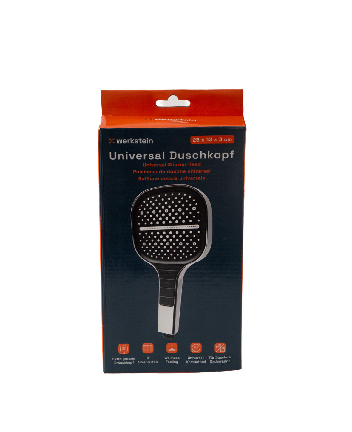 Universal Duschkopf Hand Brause Massage Hochdruck Düse mit 3 Strahlart