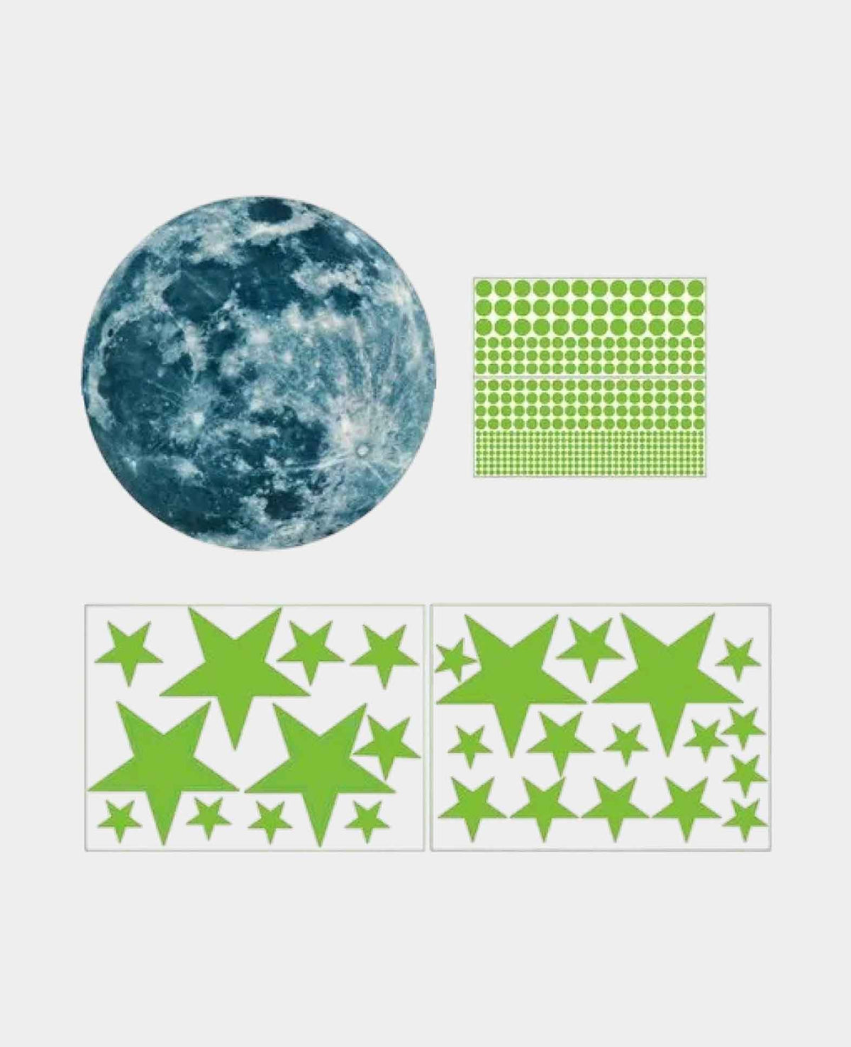 Leuchtsterne Fluoreszierender Mond Wandsticker Nacht Himmel, 435 Stk.