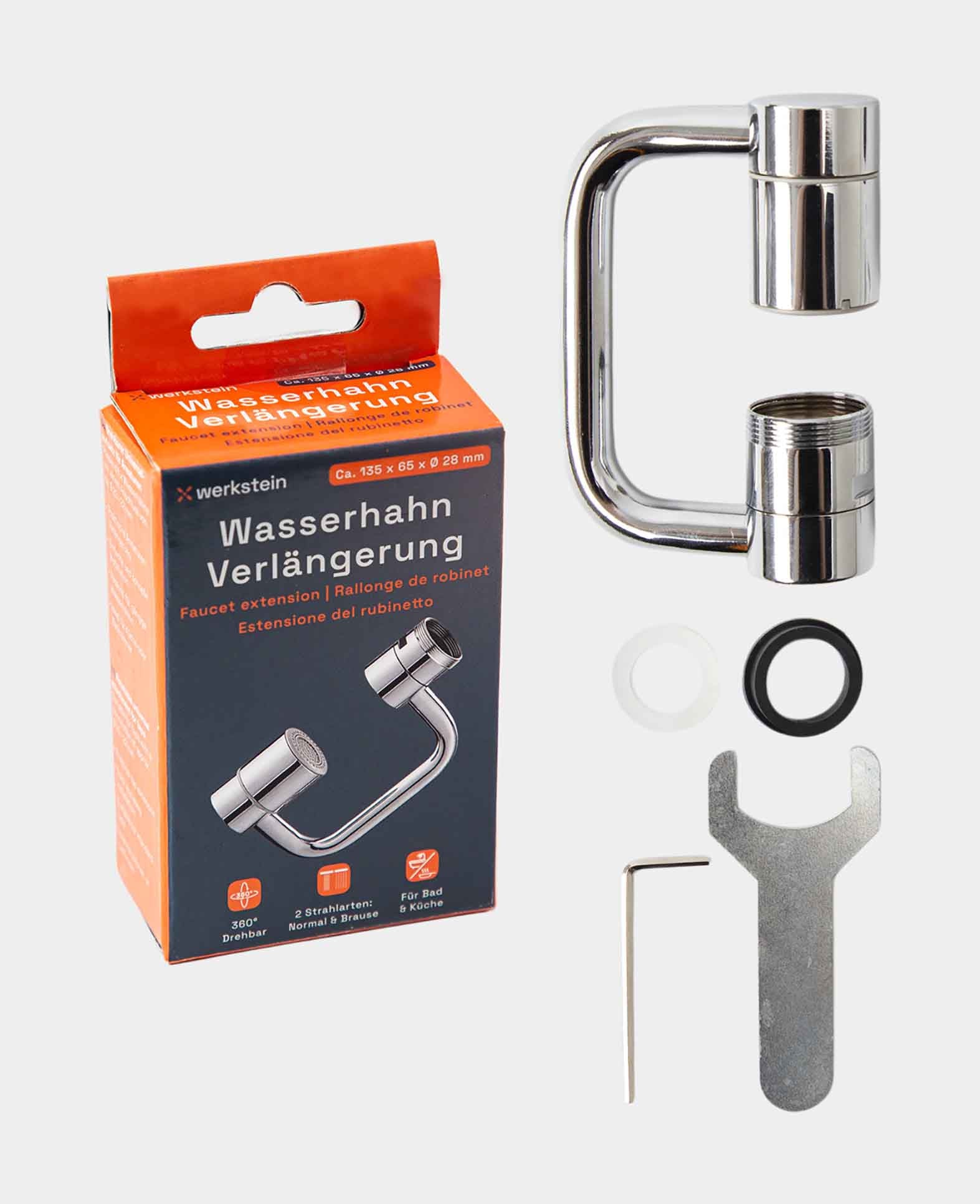 Wasserhahn Verlängerung Drehbarer Armaturen Aufsatz, Silber