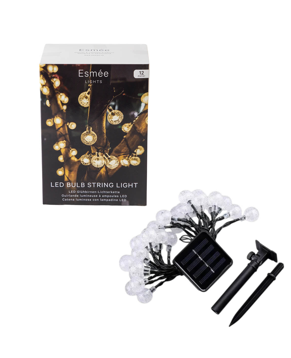 LED Deko Solar Lichterkette Kugeln Outdoor Beleuchtung IP44, 12 m
