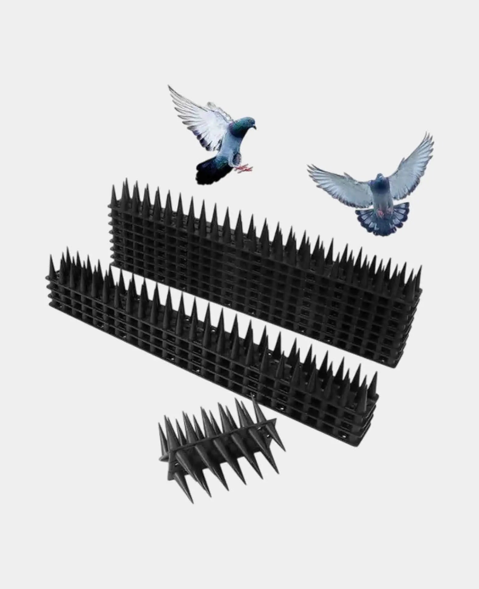 (12er Set) 45cm Kunststoff Vogel Schutz Tauben Abwehr Spikes - Schwarz