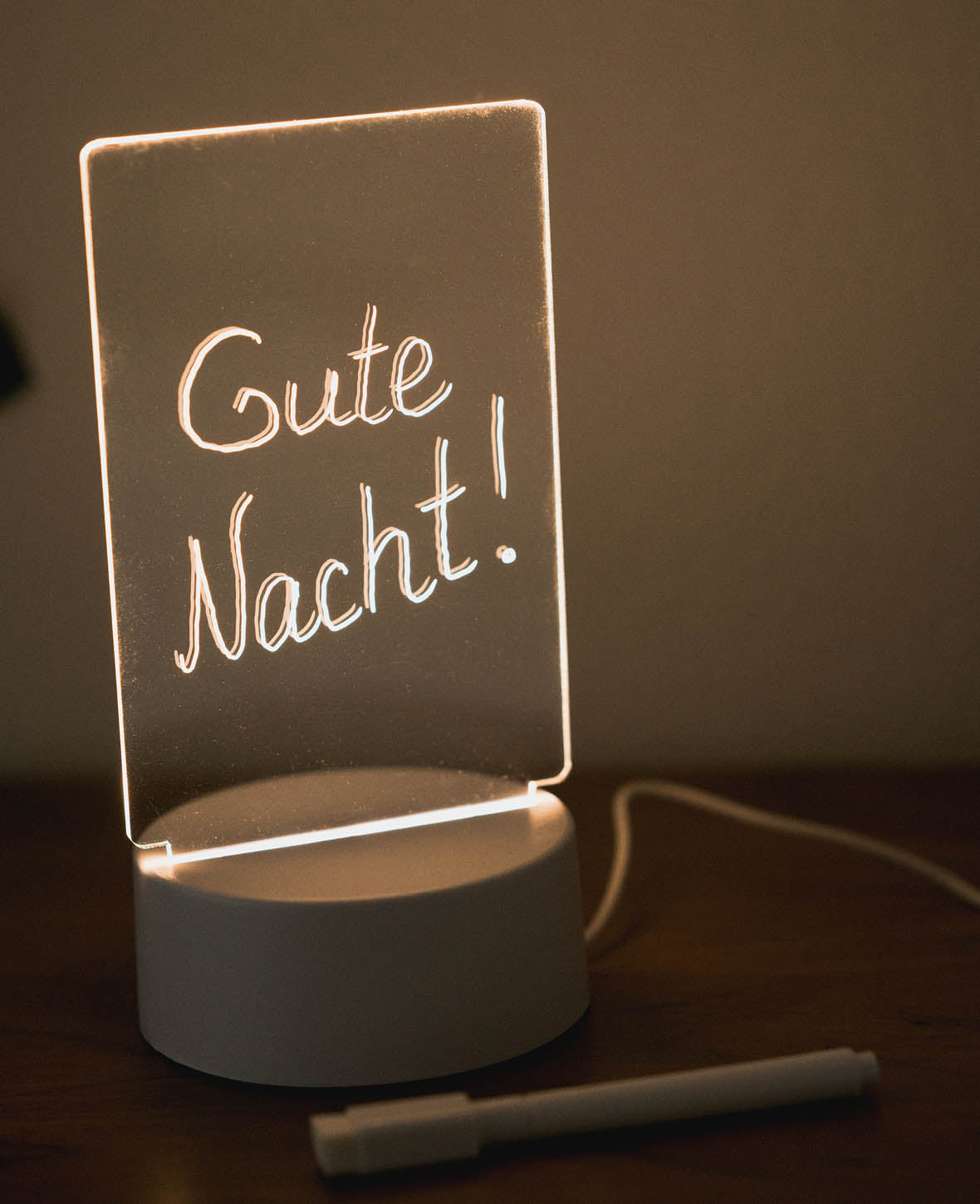 LED Acryl Nachtlicht DIY Message Board inkl. Whiteboard-Stift, Weiss