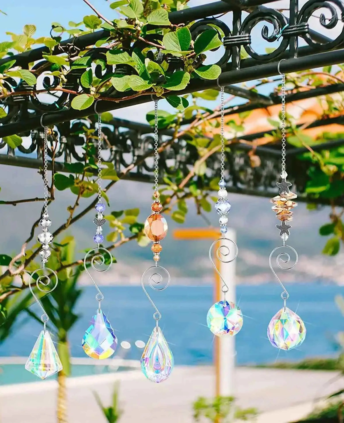 (9-piece set) Crystal Window Decor Rainbow Wind Chime Sun Catcher Penda