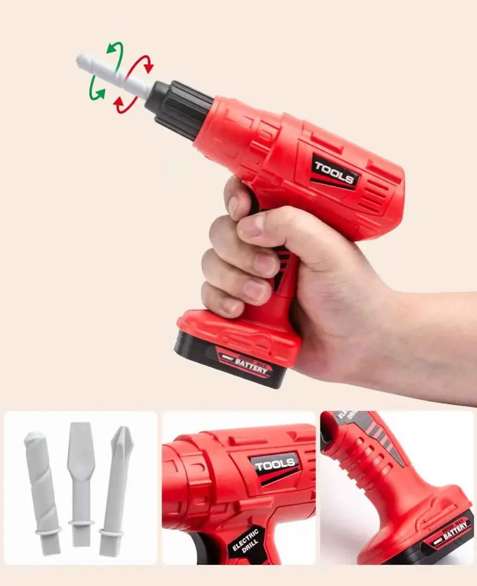 Kinder Spielzeug Werkzeug Koffer Handwerker Tool Zubehör - Rot, 55-tlg.