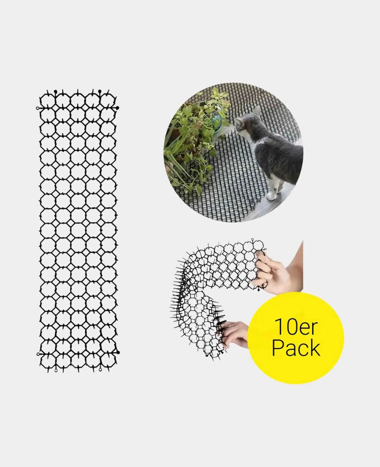 (Set of 10) 49x13cm Plastic Bird Spikes - Black