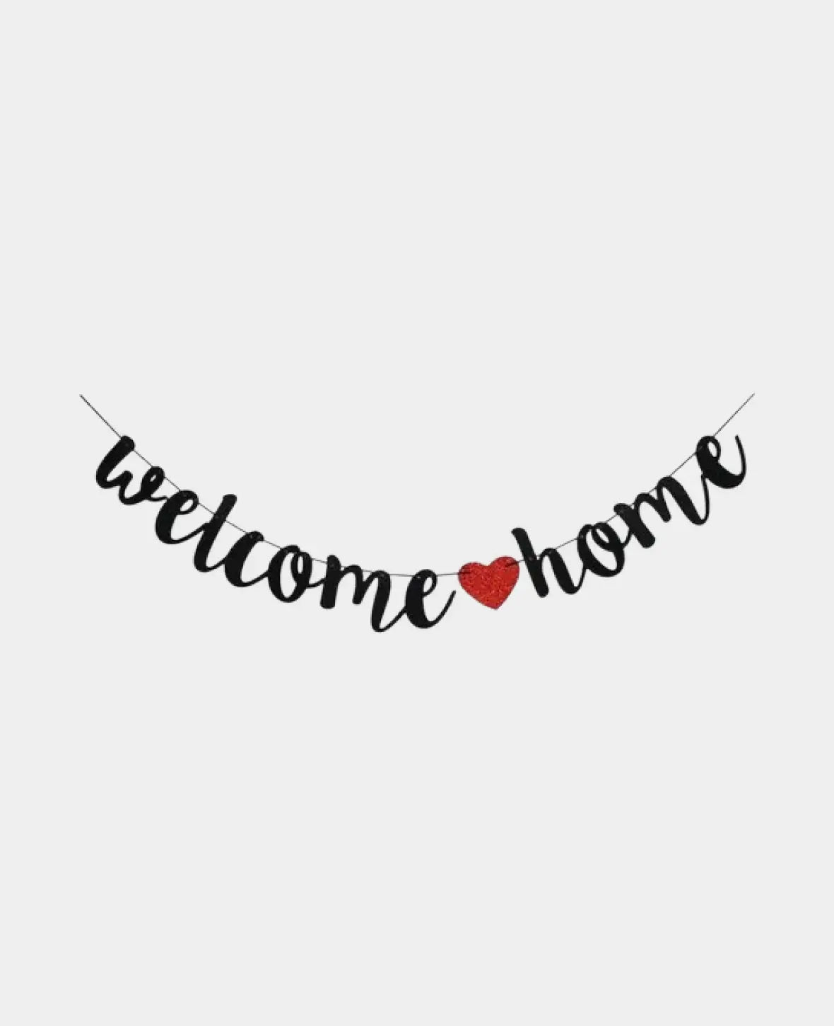 Welcome Home Girlande Glitzer Party Dekoration - Schwarz / Rot, 1m