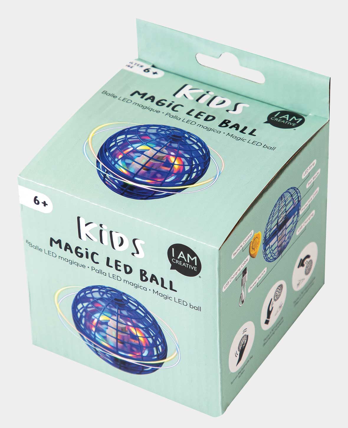 Fliegender USB Ball Magic Spinner mit LED Beleuchtung, Fernbedienung, Ø9cm