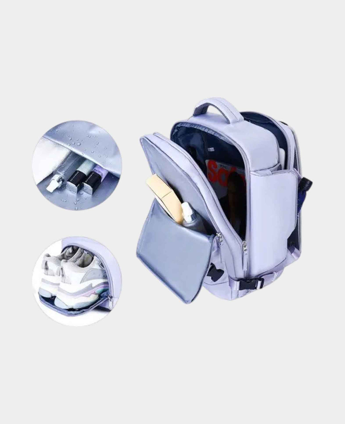 (42x31cm) 20L Reise Rucksack Handgepäck Tasche mit Schuh- / Nassf