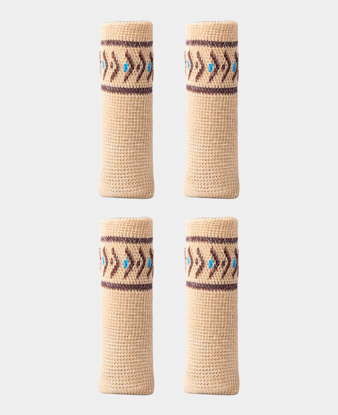 (4er Set) Stoff Stuhlbein Stulpen Schutz – Hellbraun mit Muster