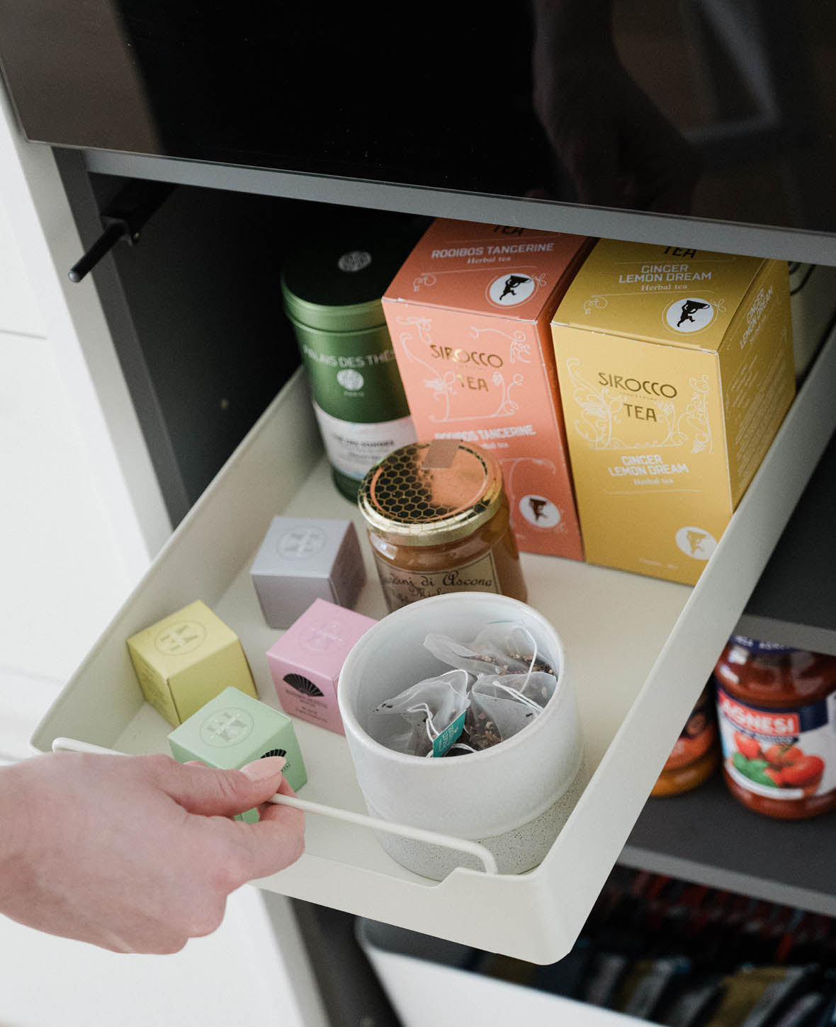 (43x25cm) Tiroir en métal extensible, étagère organisatrice adhésive pour la cuisine et les aliments