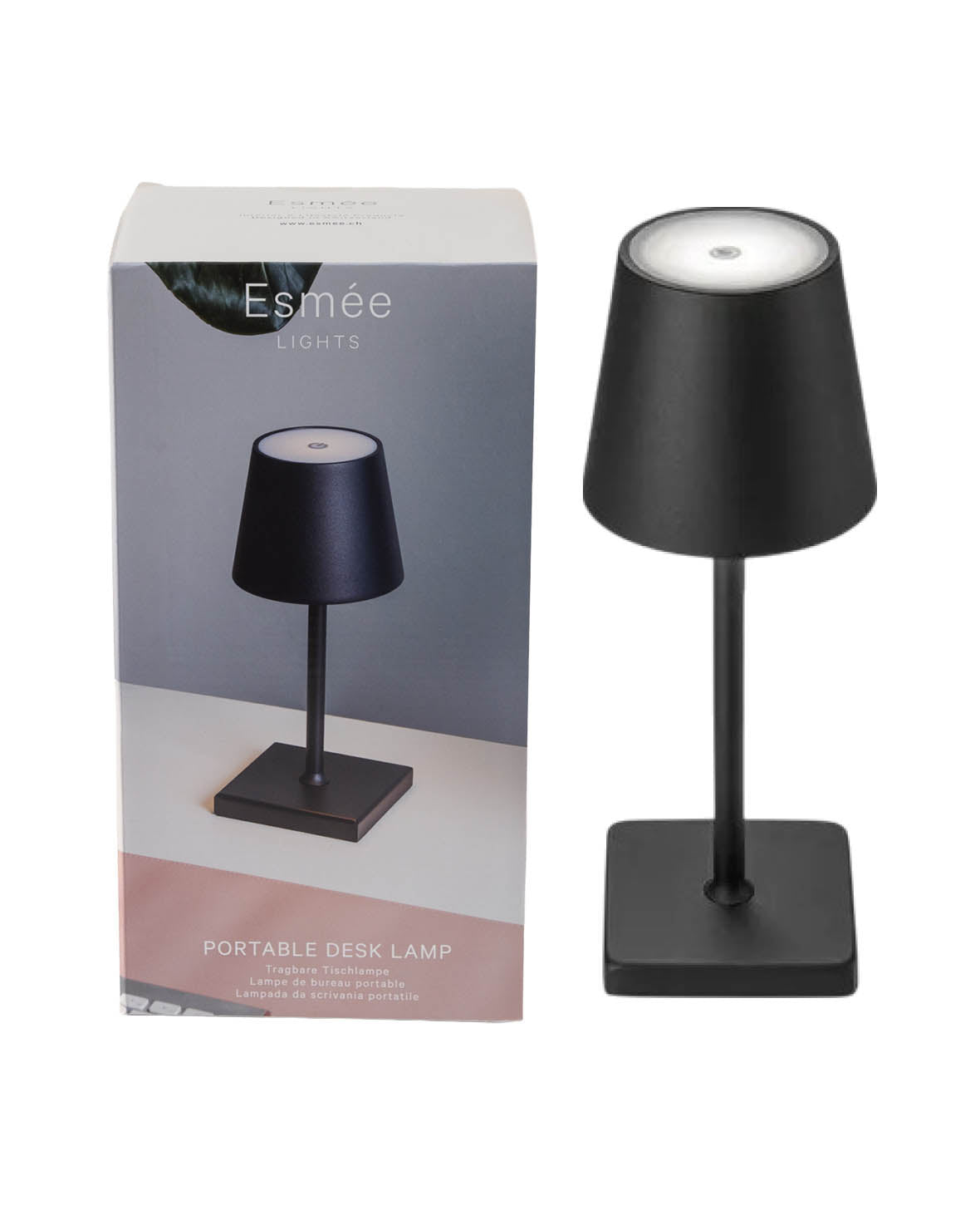 Portable, aufladbare Schreibtisch LED Lampe mit Touch Steuerung, 26cm - Schwarz