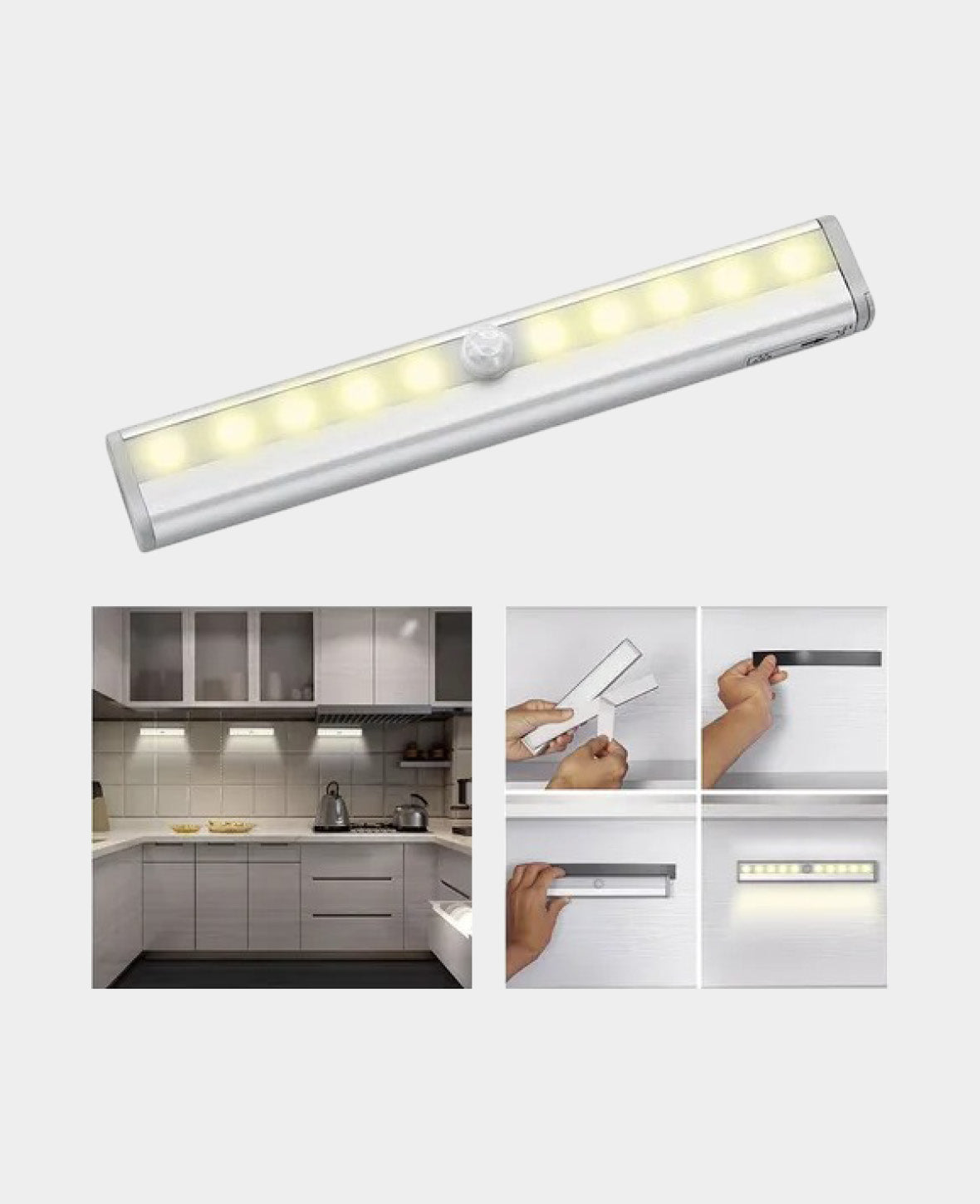 Magnetische, batteriebetriebene LED Lichtleiste Bewegungssensor – Warmweiss