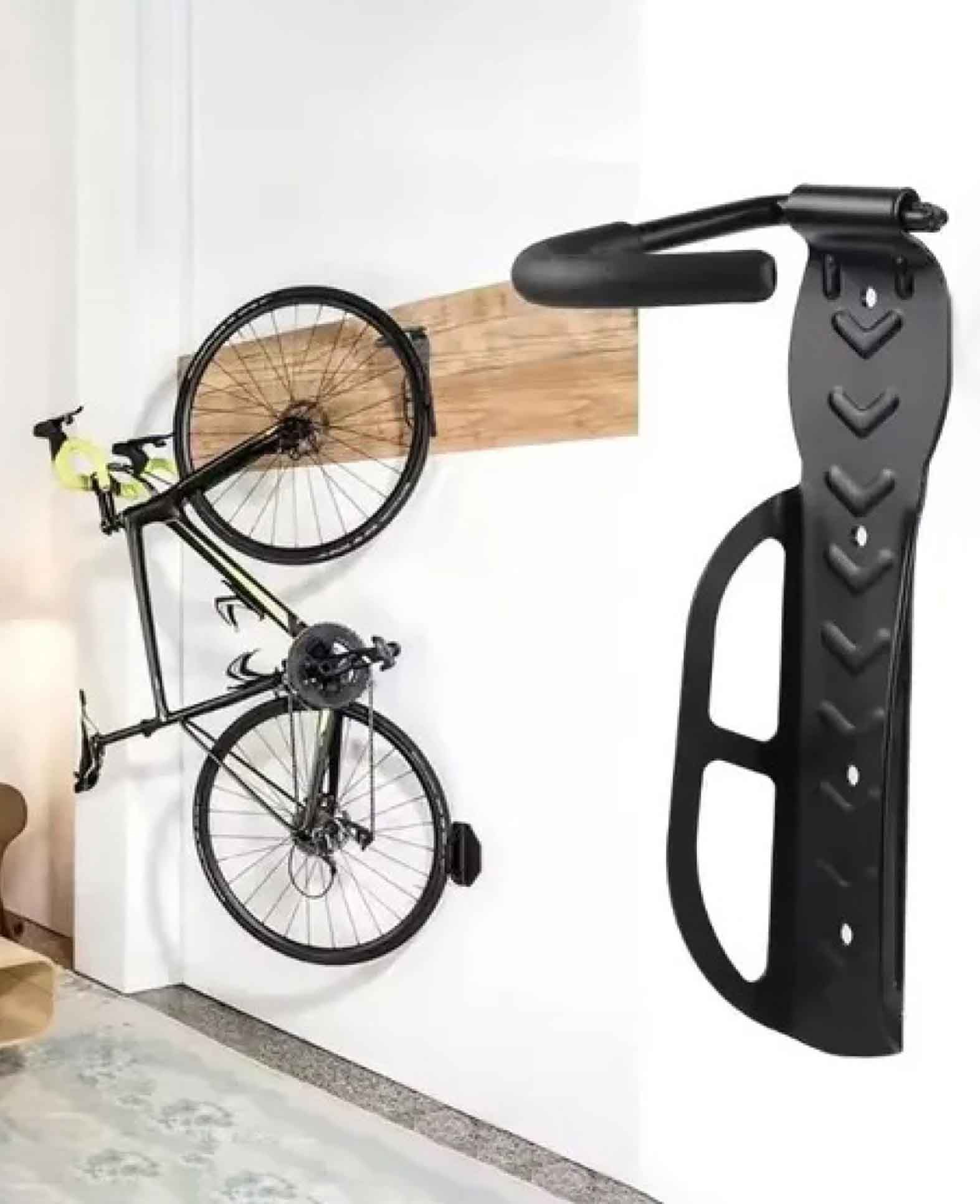 Metal Bicycle Wall Mount, Gravel Bike Front Wheel Holder - Black