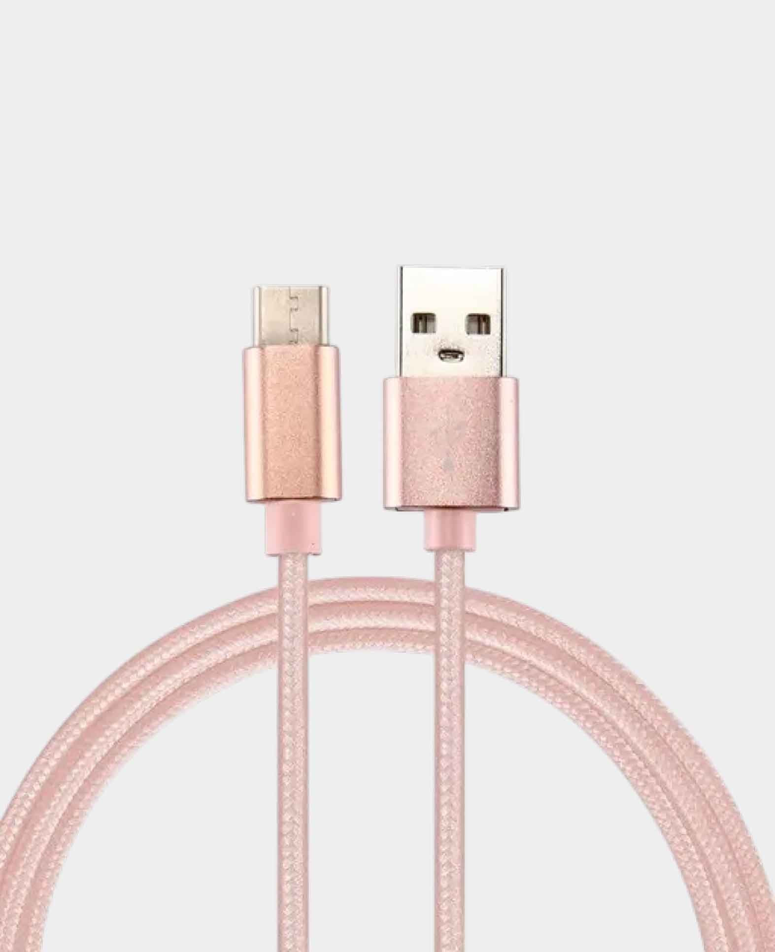 (3m) USB A auf USB C Ladekabel Datenkabel Nylon - Rosa