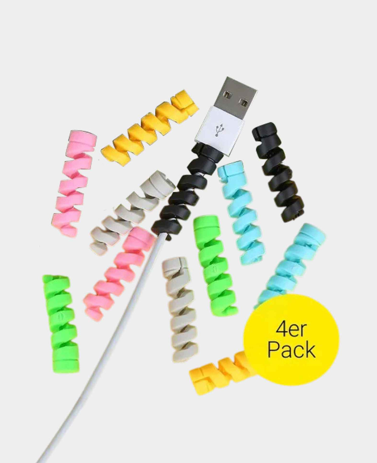 (4er Set) Silikon Kabel Spirale Flexibler Kabel Bruchschutz Knickschut