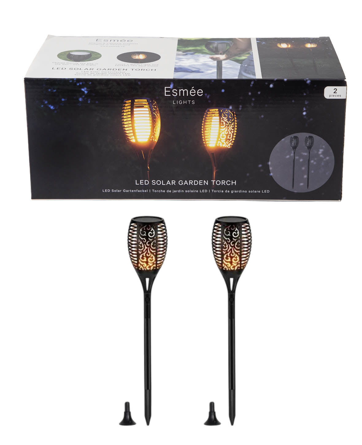 Flackernde Outdoor LED Solar Gartenfackel – Warmweisses Licht