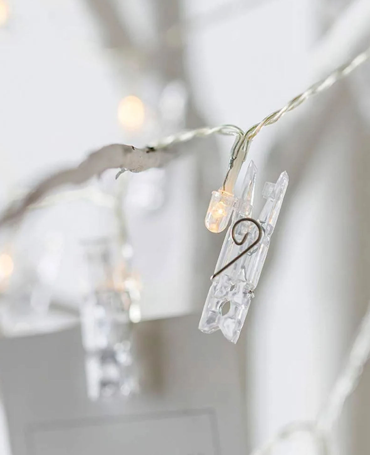 LED Lichterkette mit Foto Clips / Klammern (Batteriebetrieben) - Warmweiss, 2.2 m